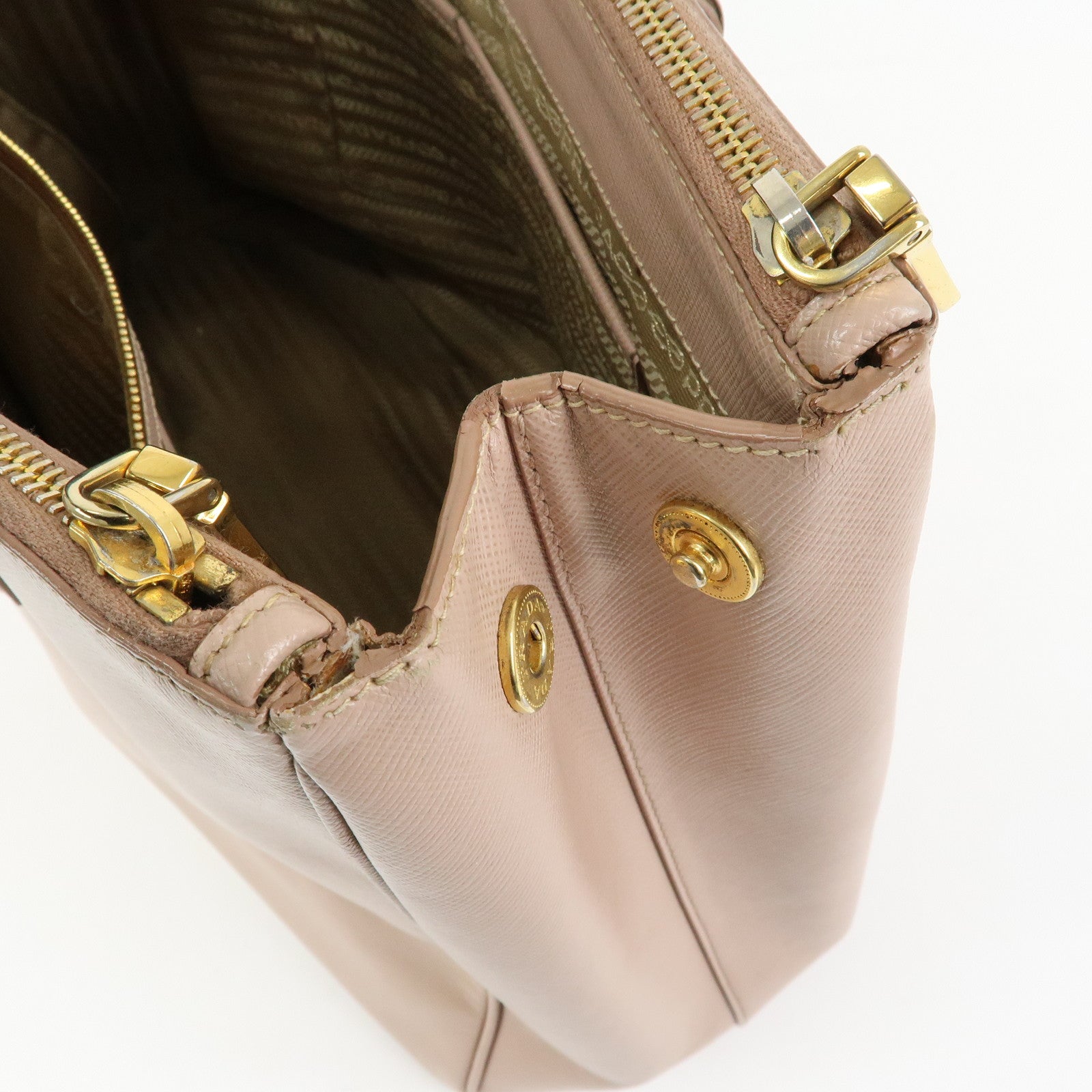 PRADA Triangle Logo Galleria Saffiano Leather Tote Hand Bag Pink