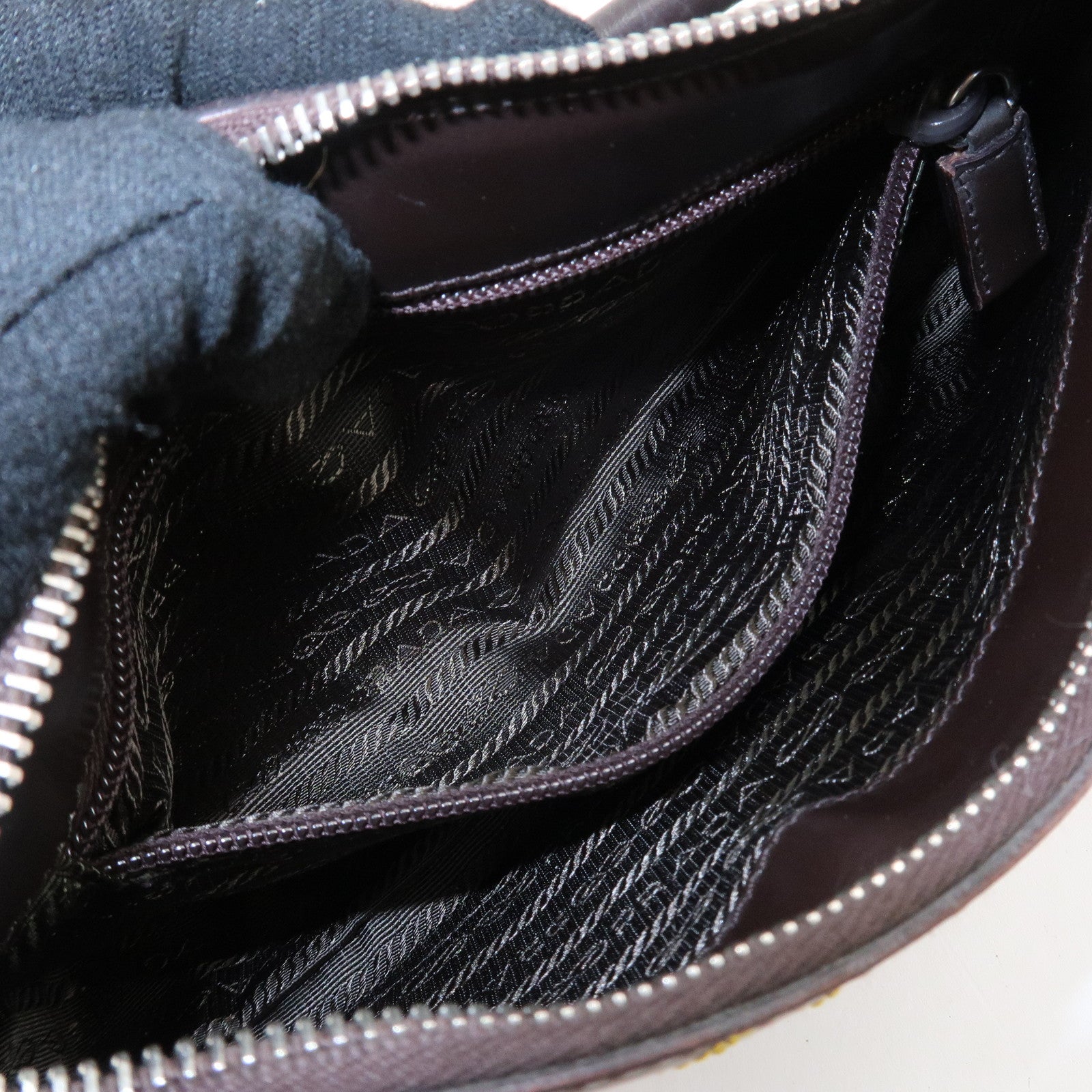 PRADA Logo Leather Shoulder Bag Hand Bag Brown Yellow B11055 Used