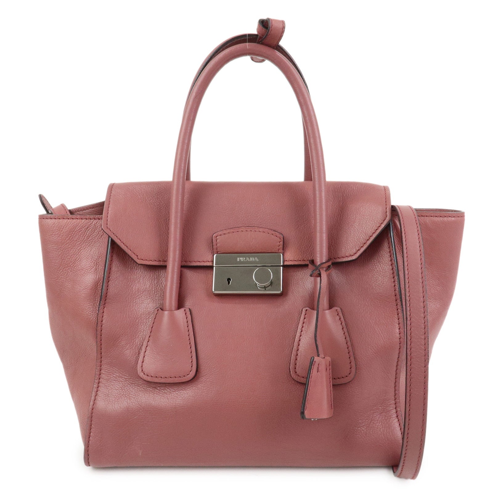 PRADA Logo Leather 2Way Bag Hand Bag Shoulder Bag Pink BN2665