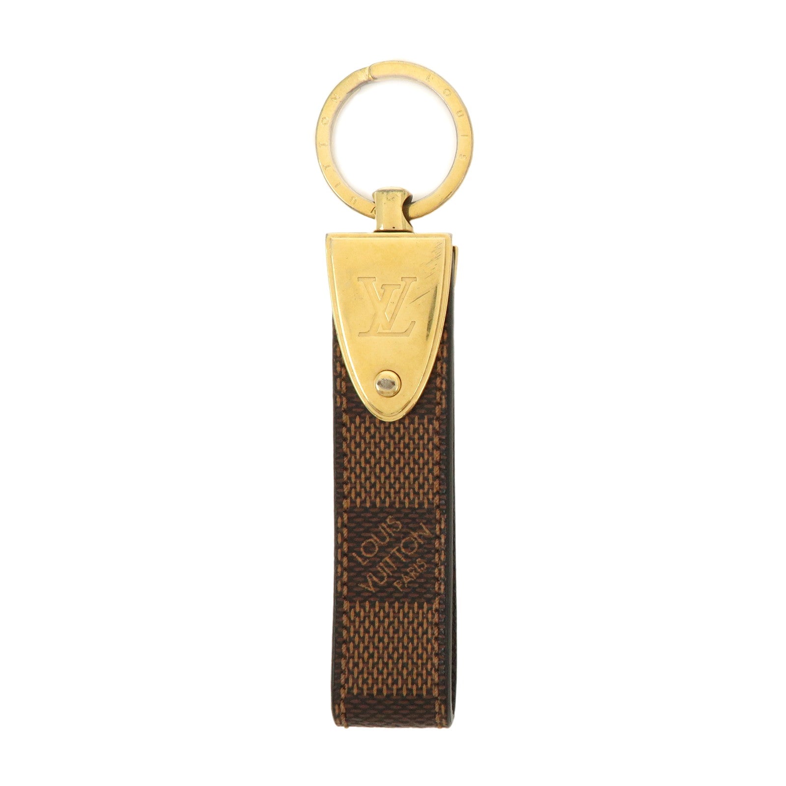 Louis Vuitton Damier Porte Cles Dragonne Key Ring Brown M65050