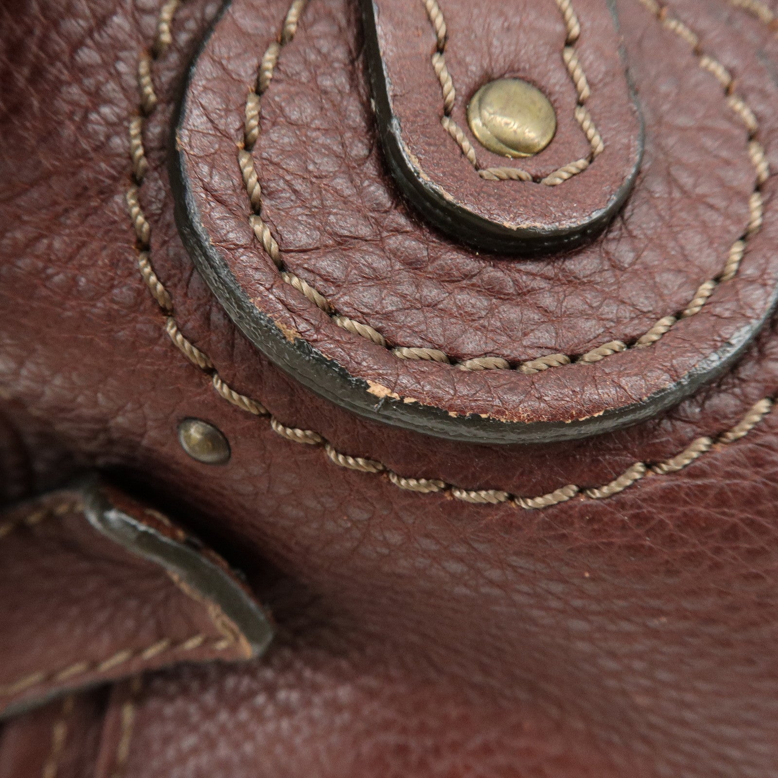 Chloe Paddington Leather Hand Bag Boston Bag Medium Brown