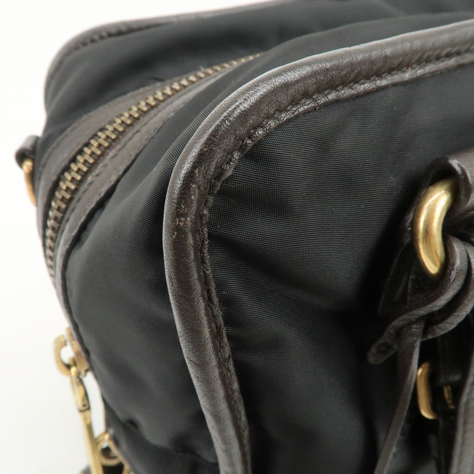 PRADA Nylon Jacquard Leather 2Way Bag Boston Shoulder Bag BL0769