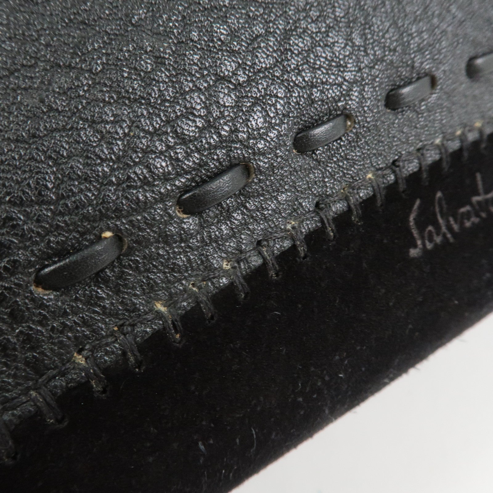 Ferragamo Leather Suede Shoulder Bag Hand Bag Black