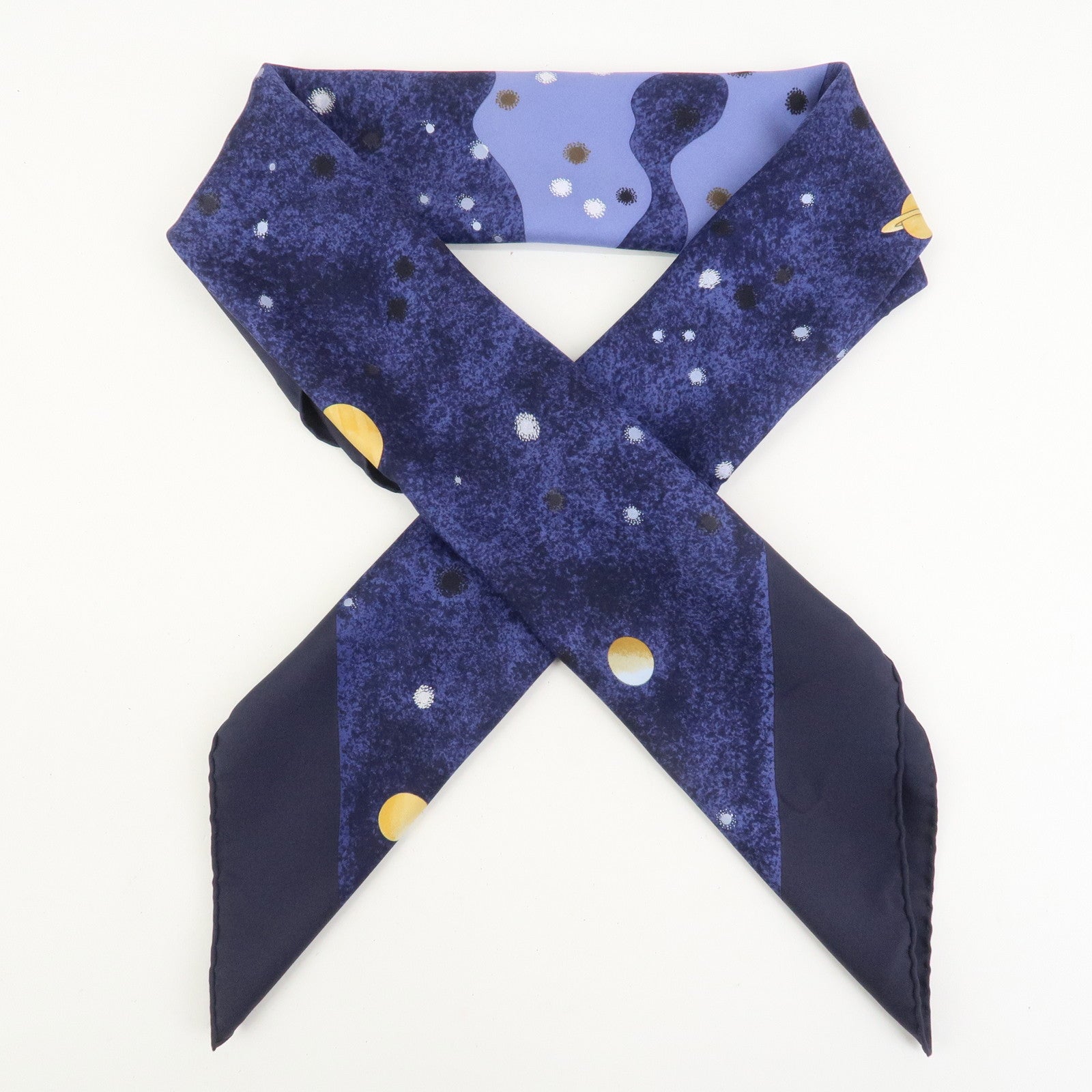 HERMES Carre 90 Silk 100% LA VOIE LACTEE Scarf Navy