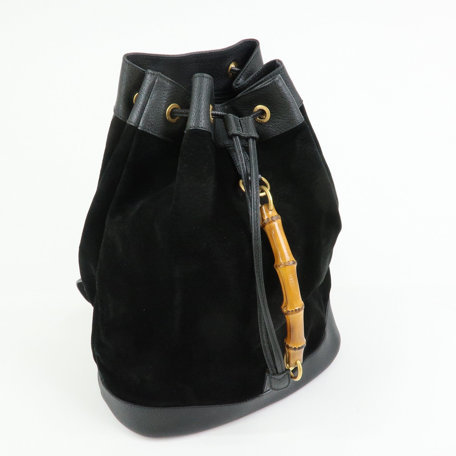 GUCCI Bamboo Suede Leather Backpack Rucksuck Black 003・2855・0043・0