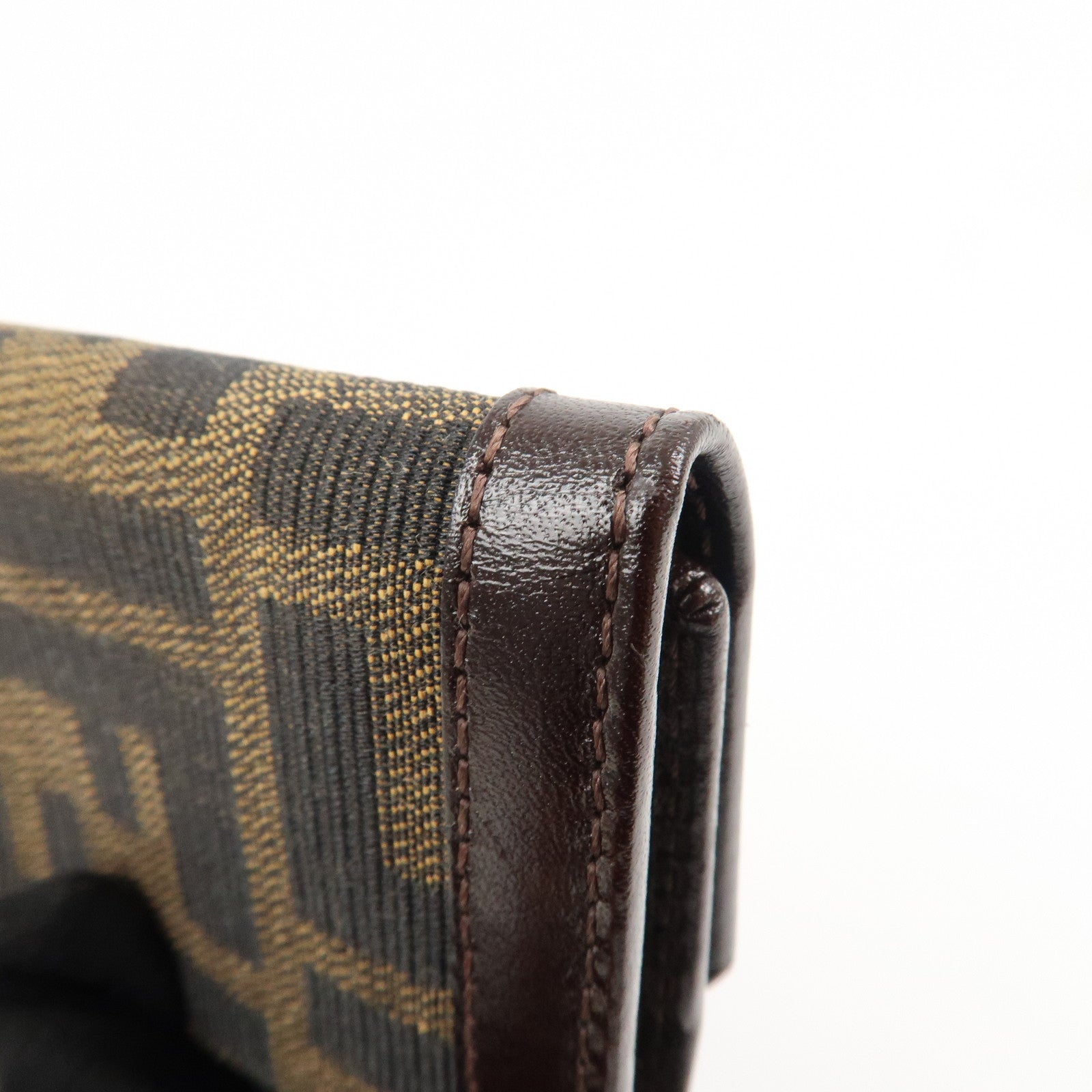 FENDI Zucca Canvas Leather 6 Ring Key Case Brown 10163