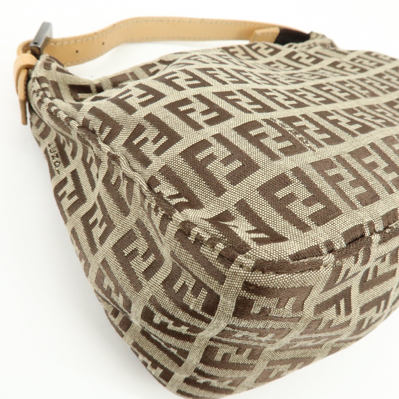 FENDI Zucchino Canvas Leather Hand Bag Beige 8N0005