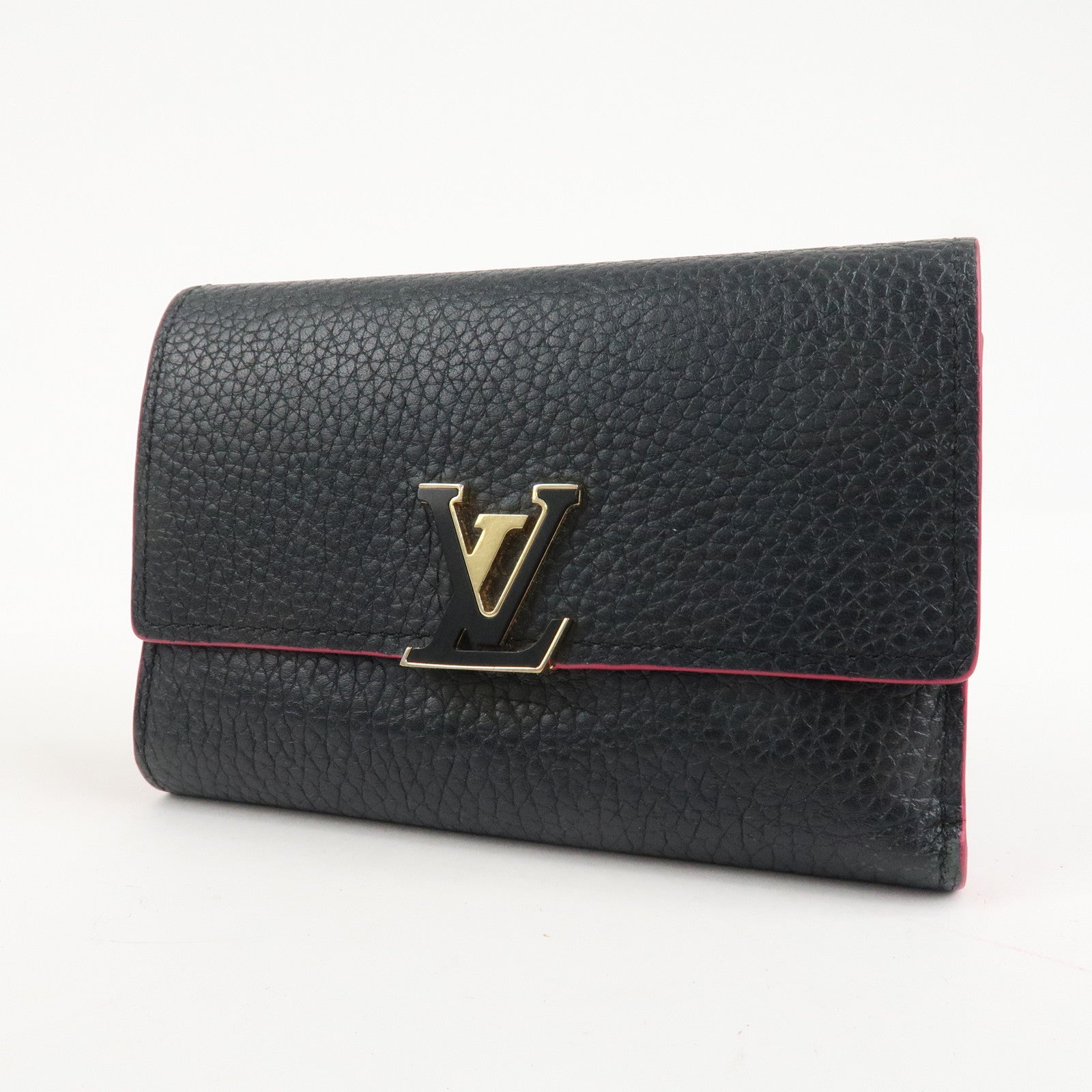 Louis Vuitton Portefeuille Capucines Compact Wallet Black M62157 Used