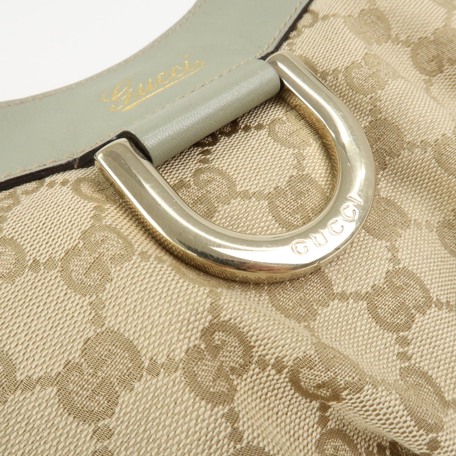 GUCCI Abbey GG Canvas Leather Shoulder Hand Bag Beige Green 190525