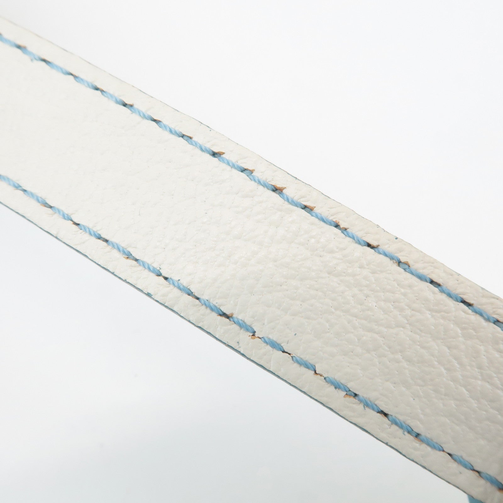 CELINE Canvas Leather Shoulder Bag Hand Bag Blue Ivory Used