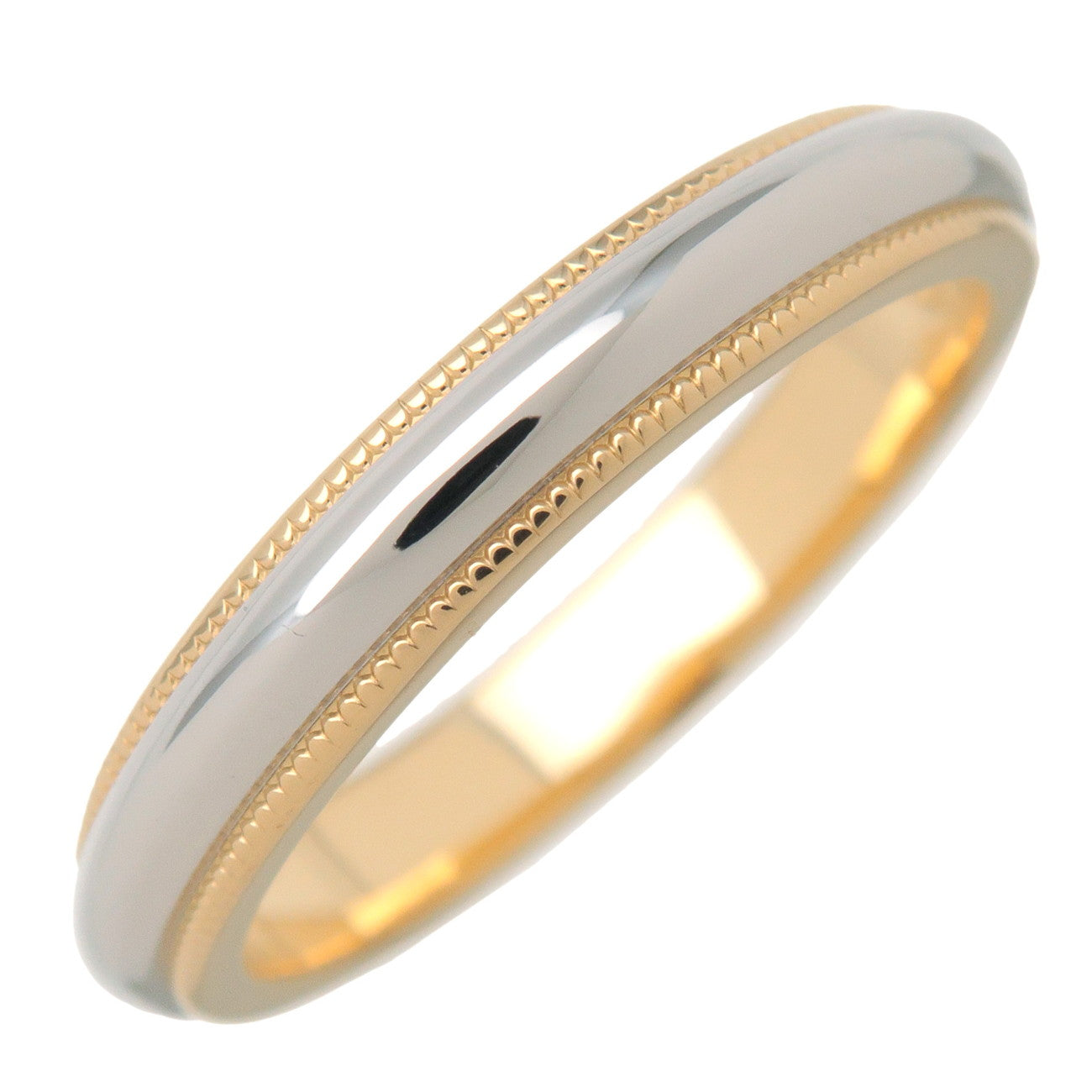 Tiffany & Co Milgrain Band Ring PT950 #12.5 Yellow Gold Platinum