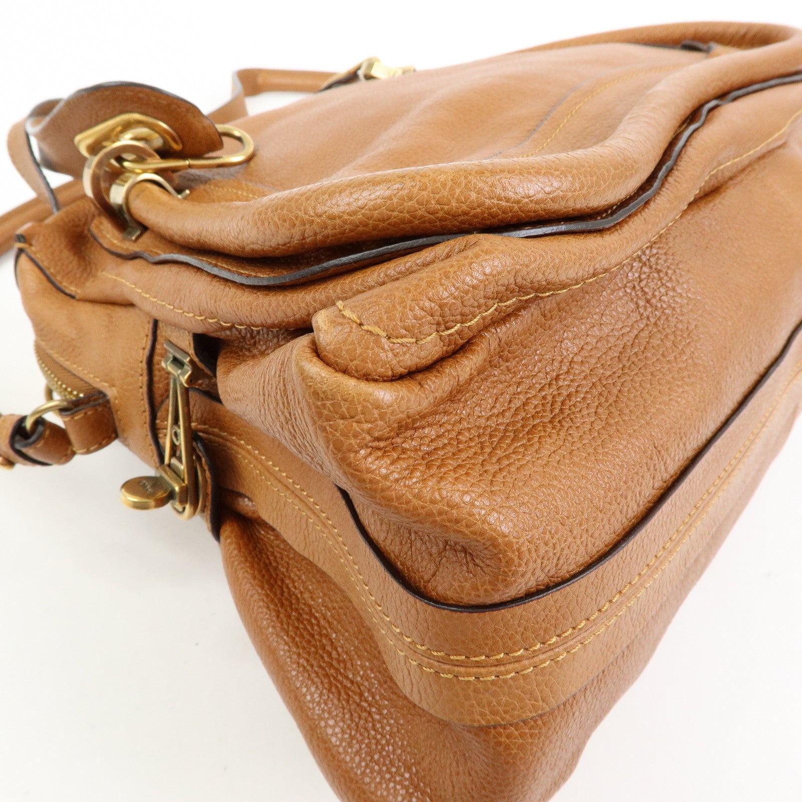 Chloe Paraty Leather 2Way Bag Shoulder Bag Hand Bag Brown