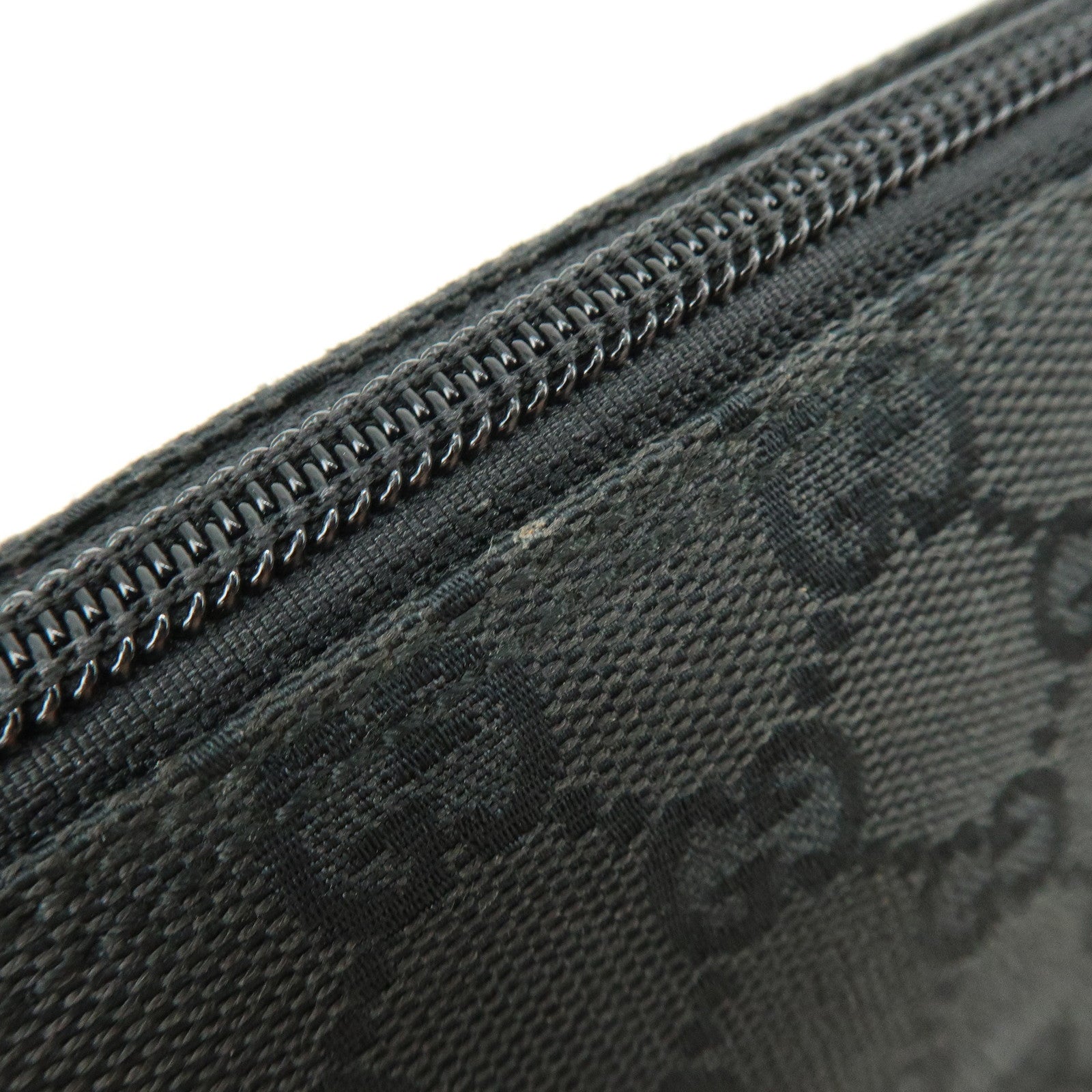 GUCCI Boat Bag GG Canvas Leather Hand Bag Pouch Black 07198