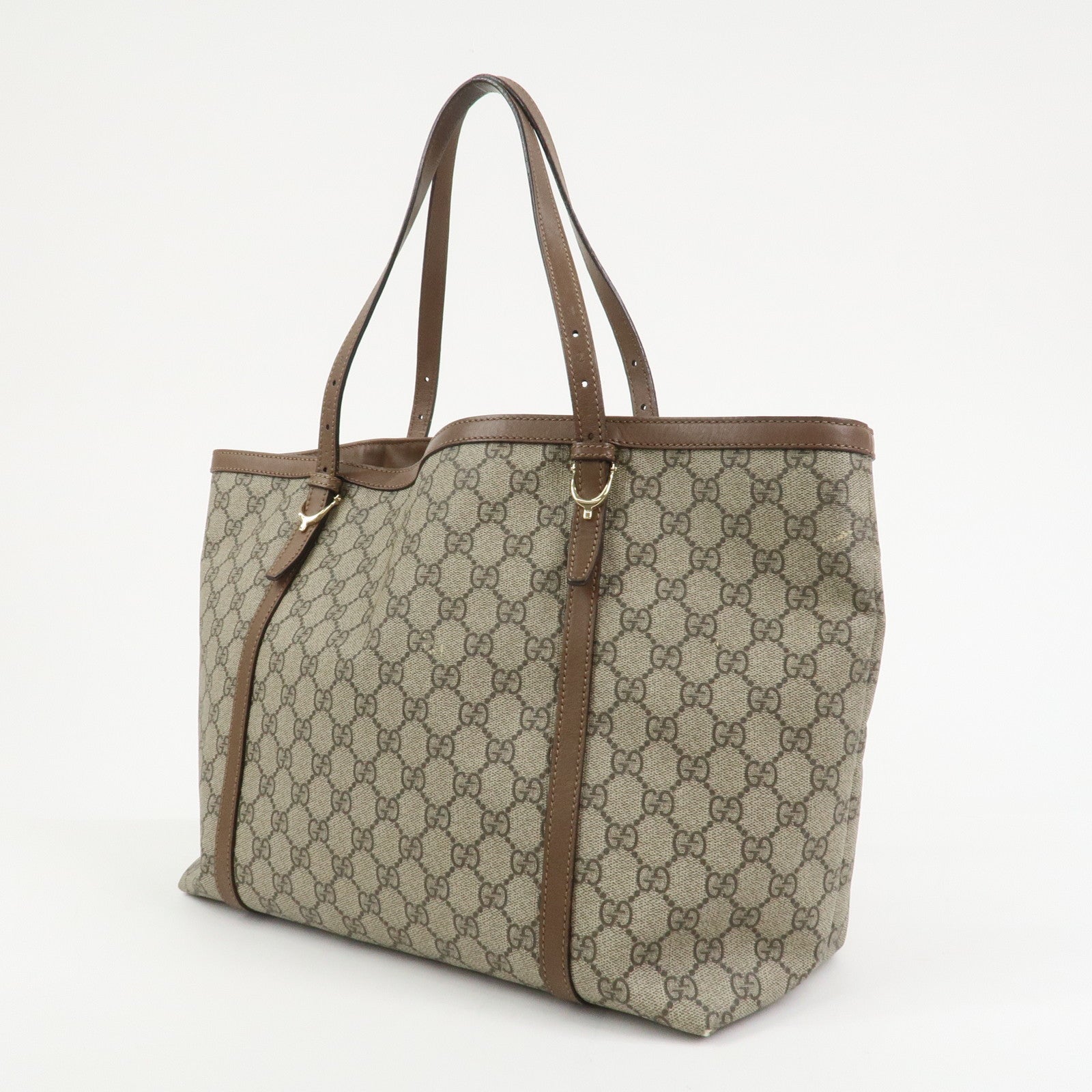GUCCI GG Supreme Canvas Leather Tote Shoulder Bag Beige 309613