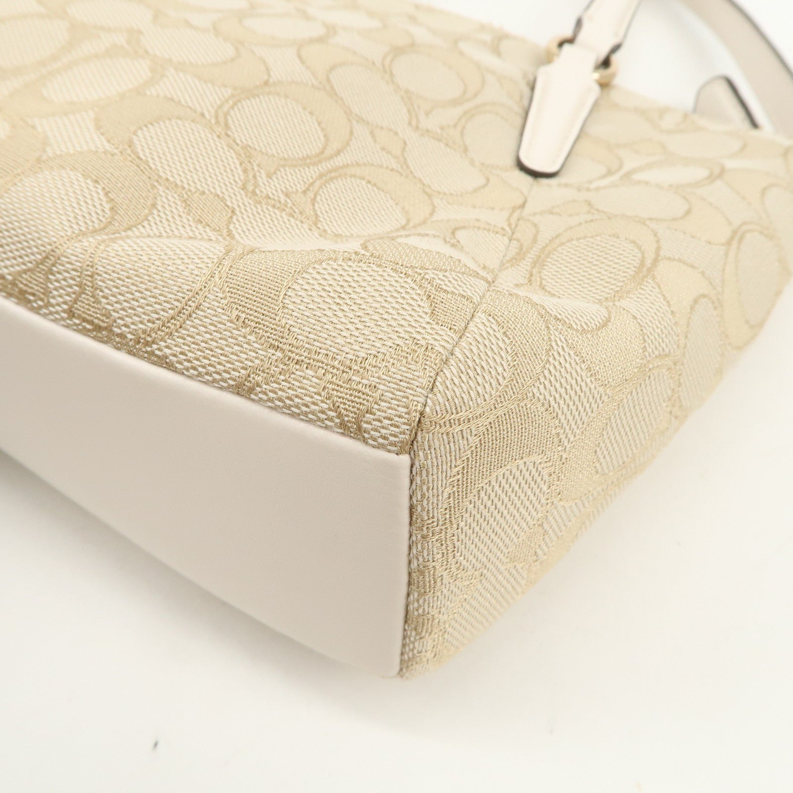 COACH Signature Canvas Leather 2Way Shoulder Bag Hand Bag Beige