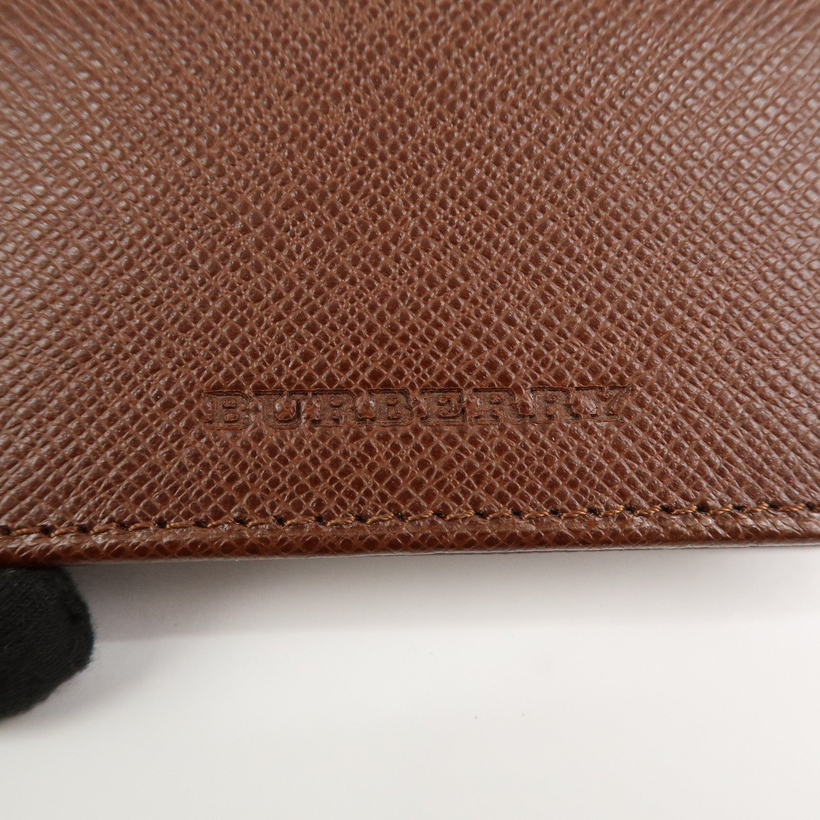 BURBERRY Logo Leather Compact Coin Case Brown