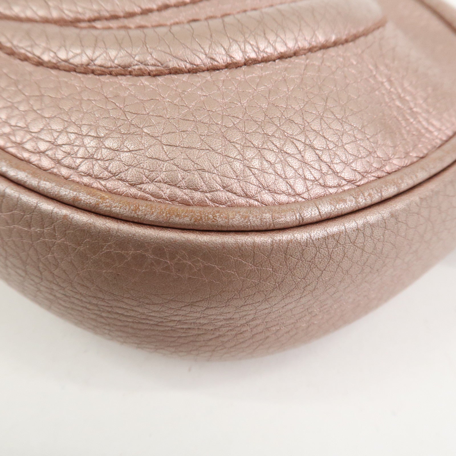 GUCCI SOHO Leather Chain Shoulder Bag Metallic Pink 353965