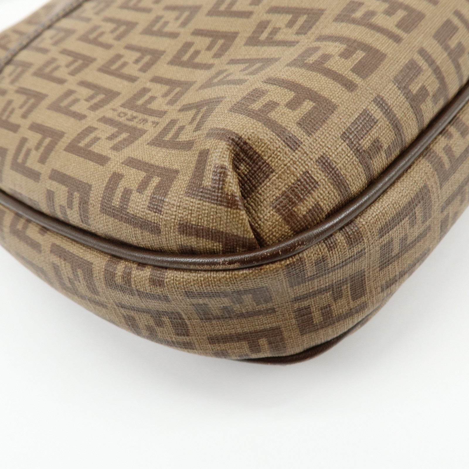 FENDI Zucchino PVC Leather Shoulder Bag Crossbody Bag Brown 8BT206