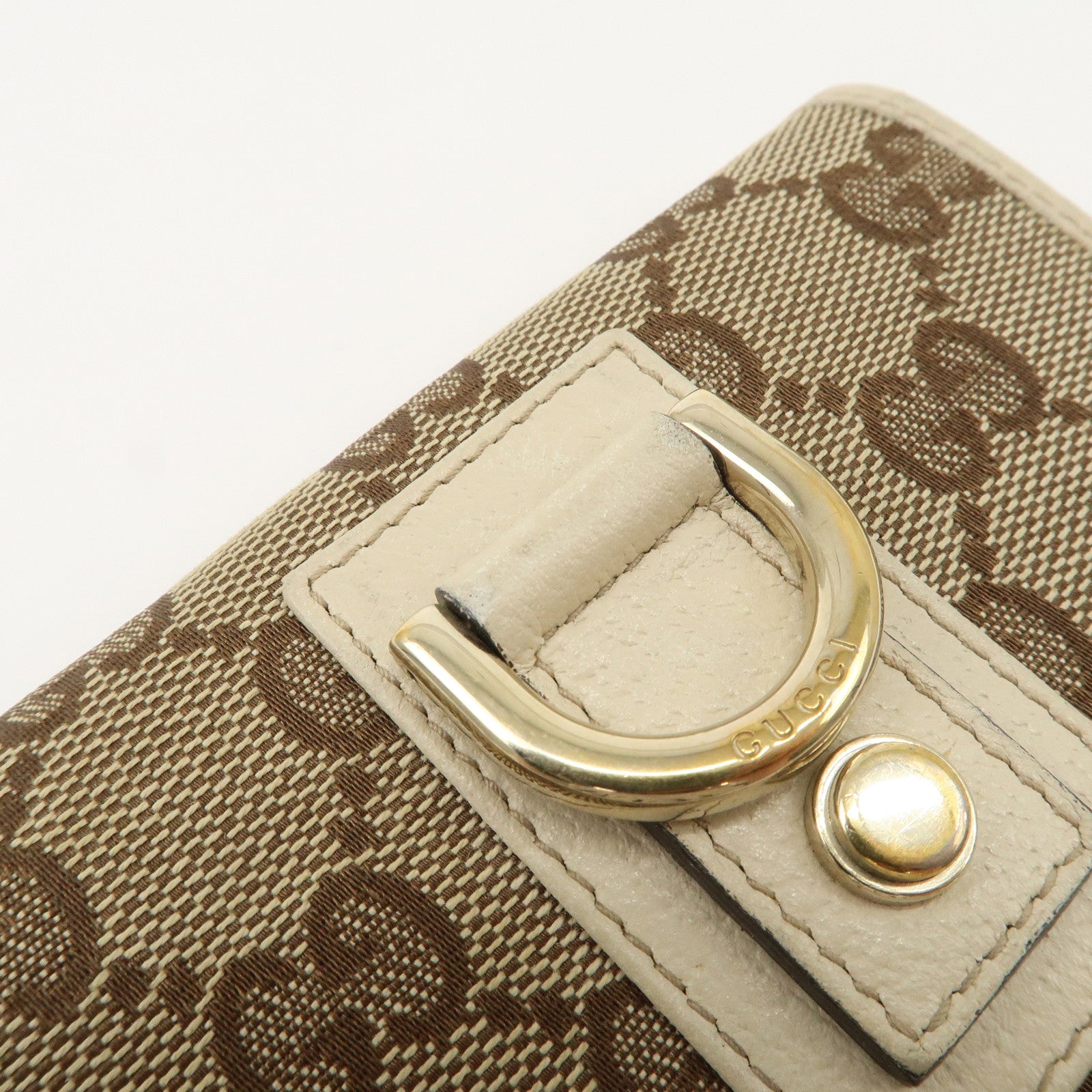 GUCCI Abbey GG Canvas Leather Card Case Ivory Beige 141417 Used