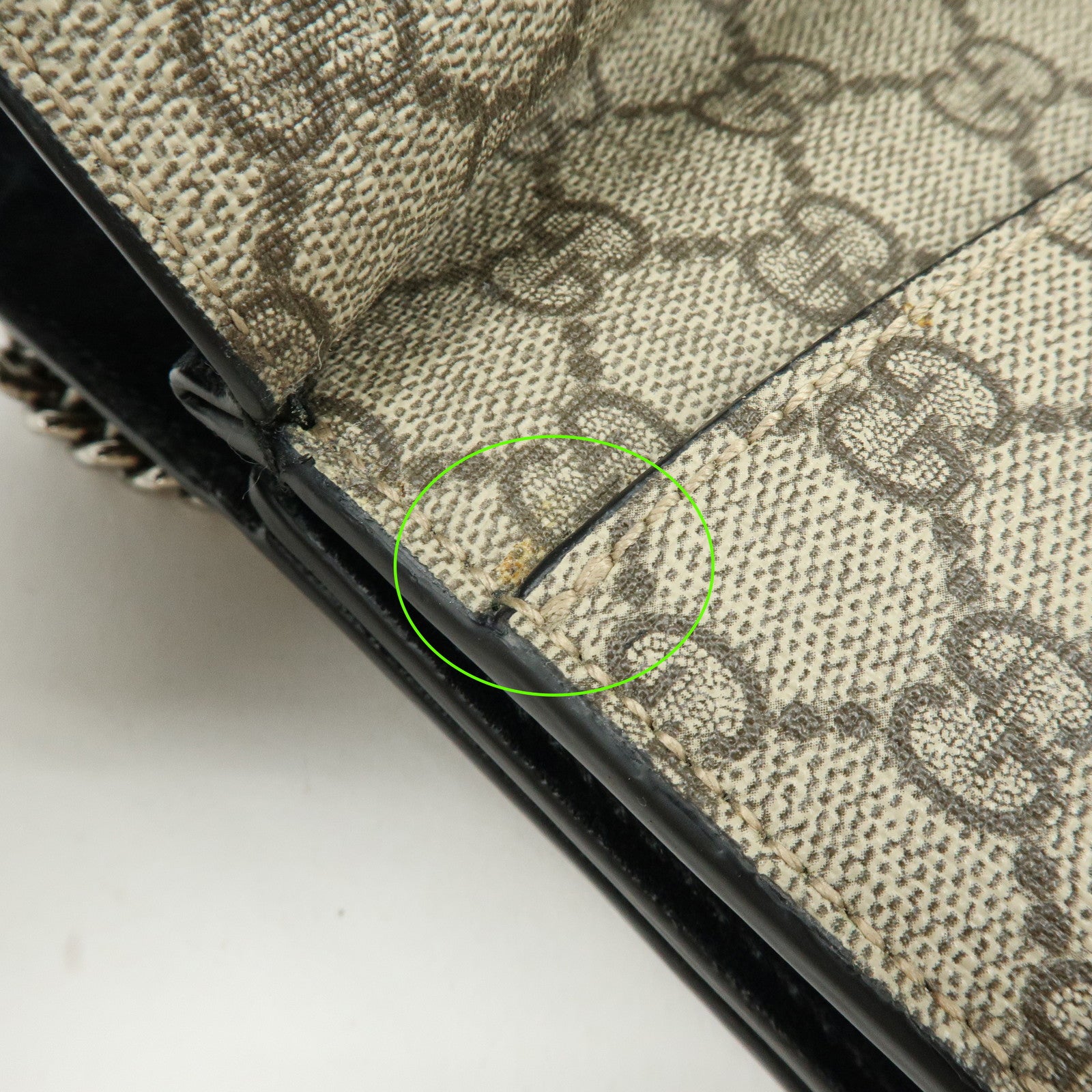 GUCCI Dionysus GG Supreme Chain Shoulder Bag Beige Black 400249