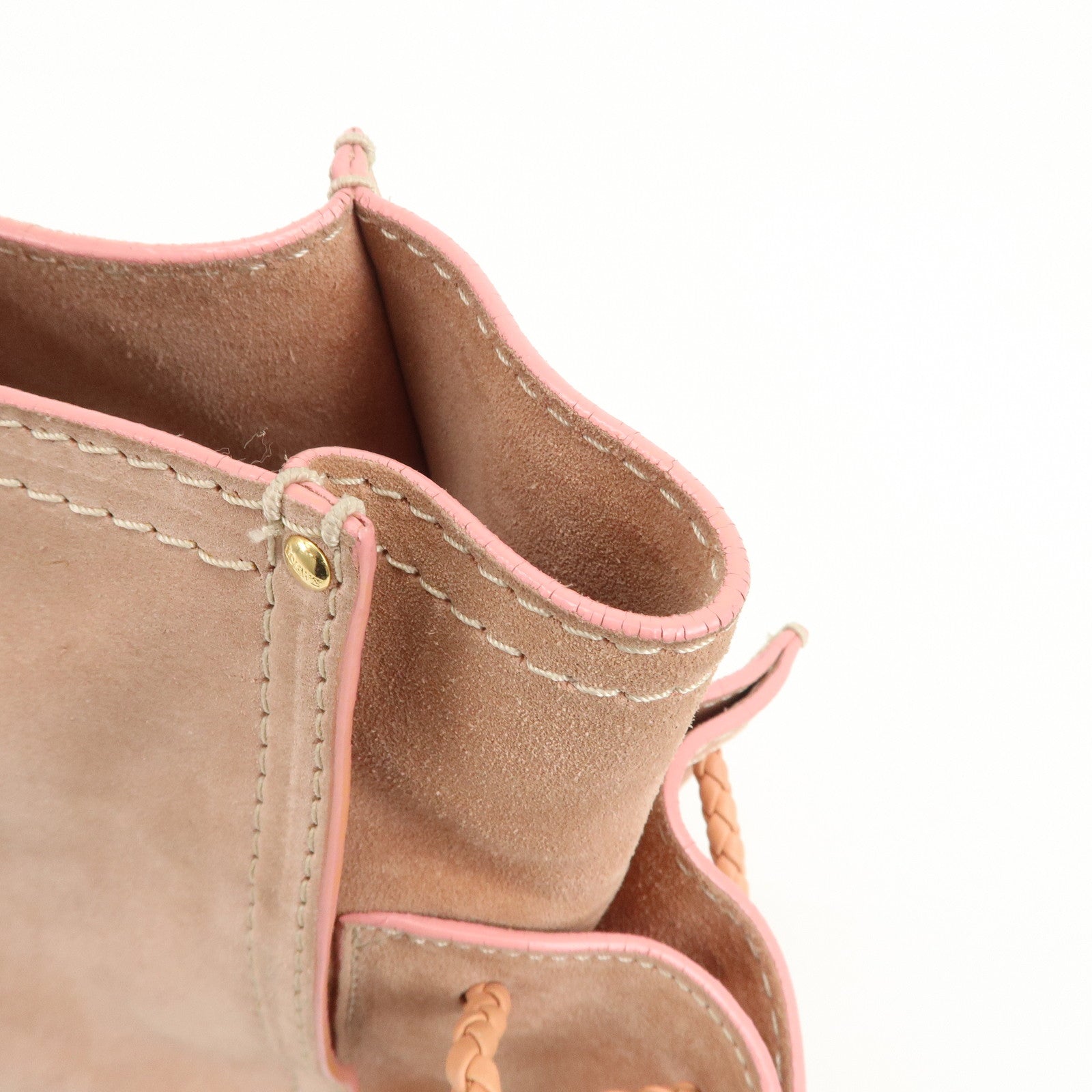 LOEWE Logo Suede Leather Tote Bag Shoulder Bag Pink