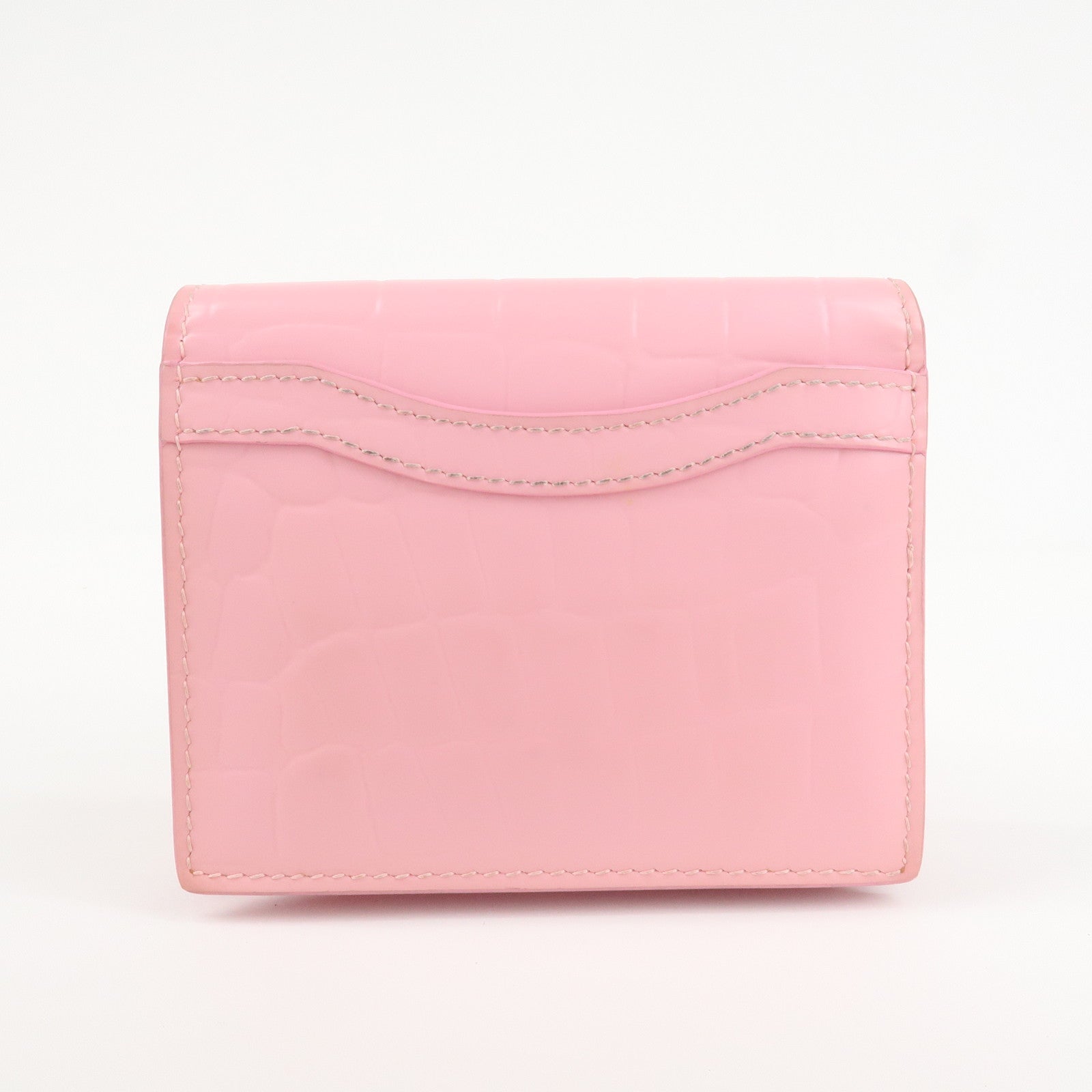 BALENCIAGA Leather Neo Classic Mini Wallet Pink Silver HDW 640111 Used