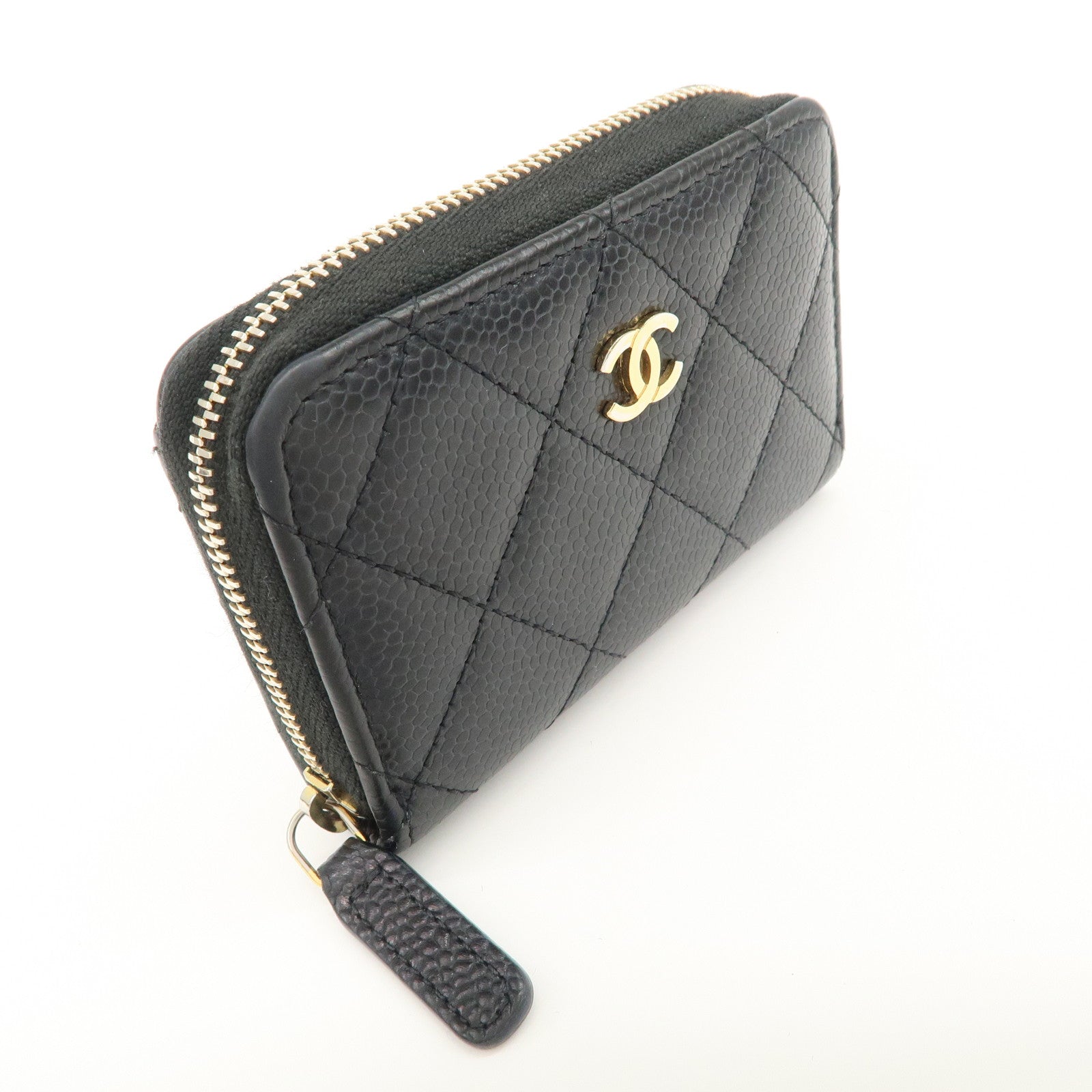 CHANEL Matelasse Timeless Classic Caviarskin Zippy Coin Case AP0216 Used