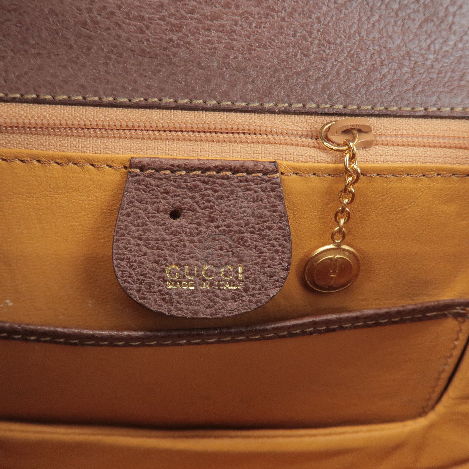 GUCCI Bamboo Leather 2Way Bag Hand Bag Shoulder Bag Brown 000 2040