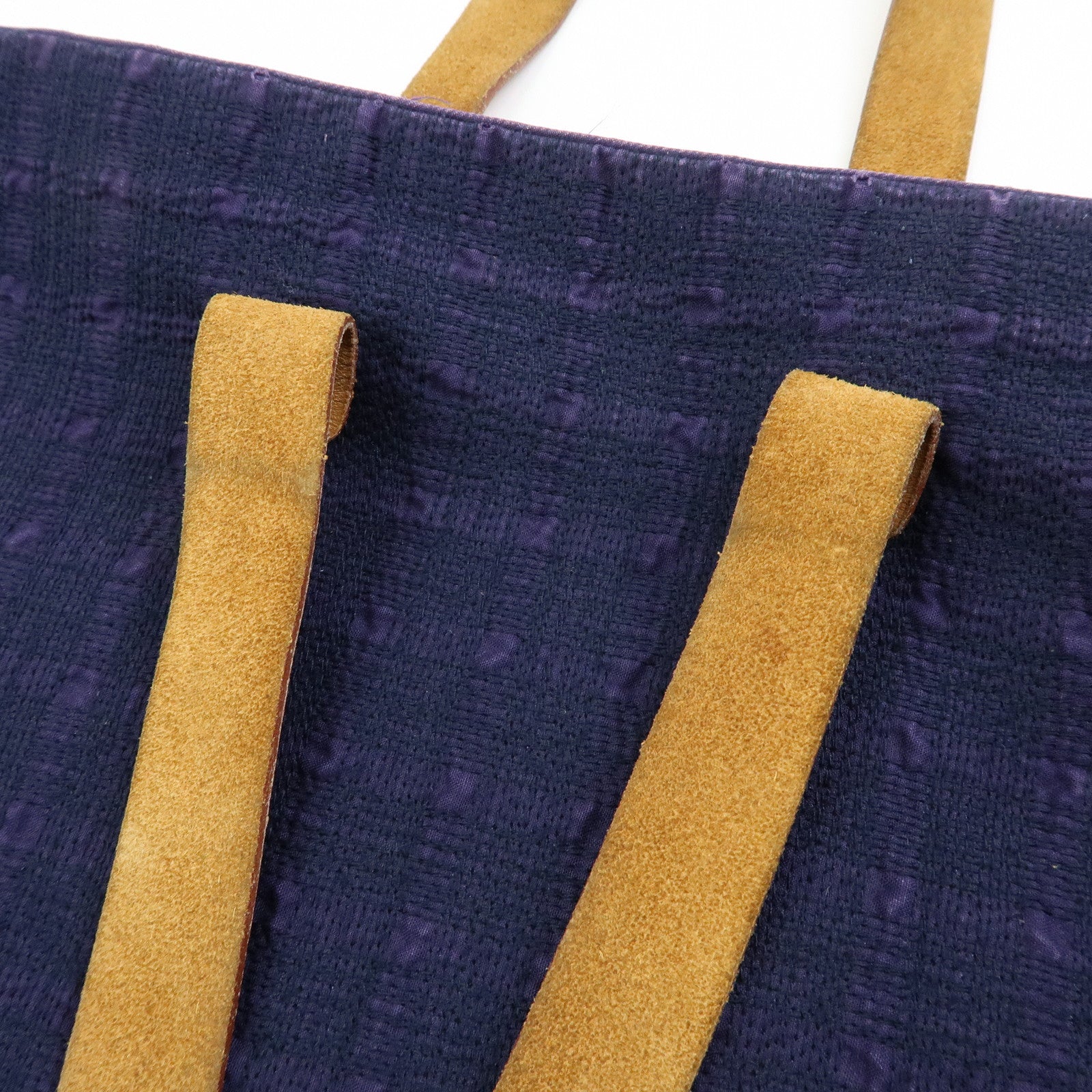 HERMES Amedaba GM Canvas Leather Tote Bag Hand Bag Navy Purple