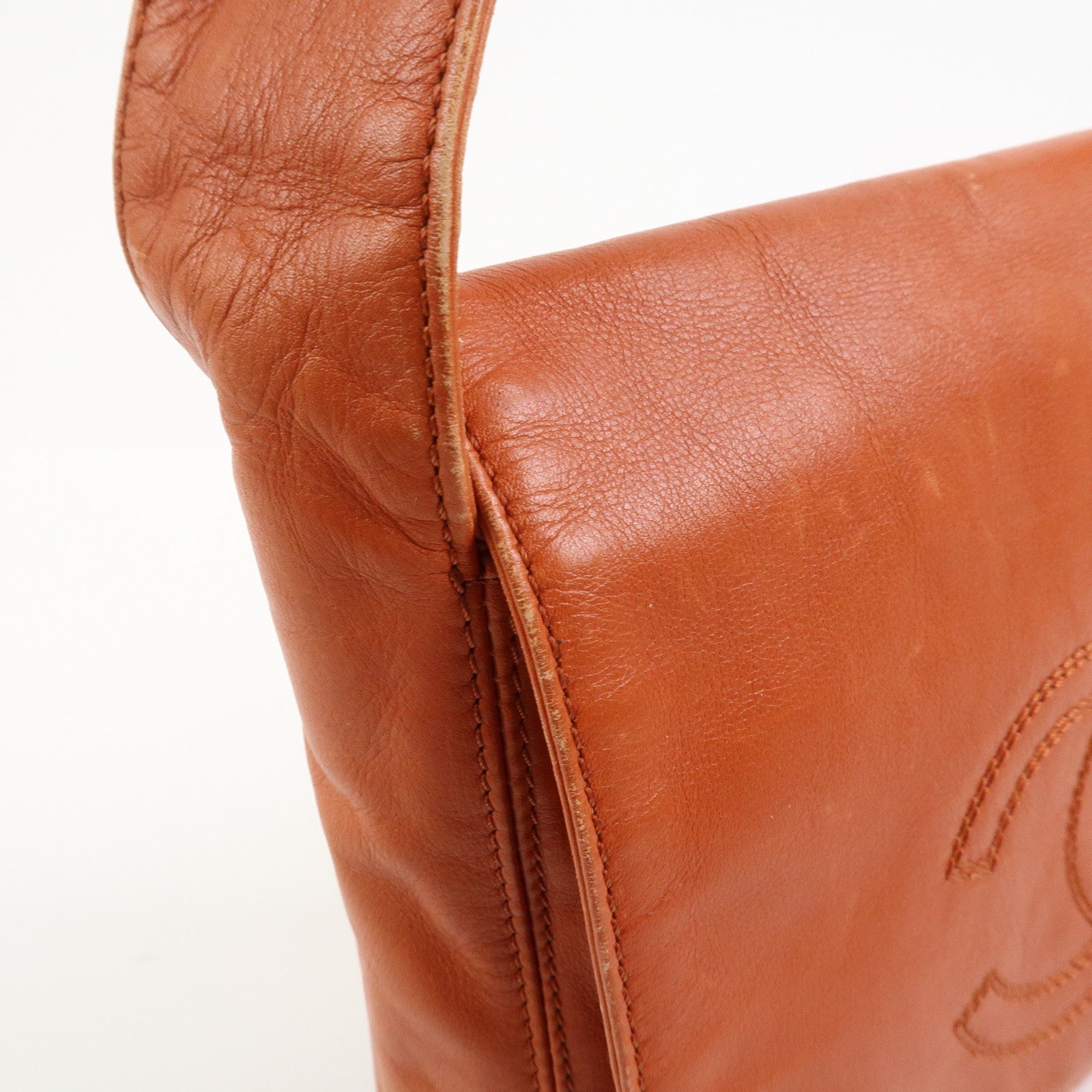 CHANEL COCO Mark Calf Leather Shoulder Bag Hand Bag Brown