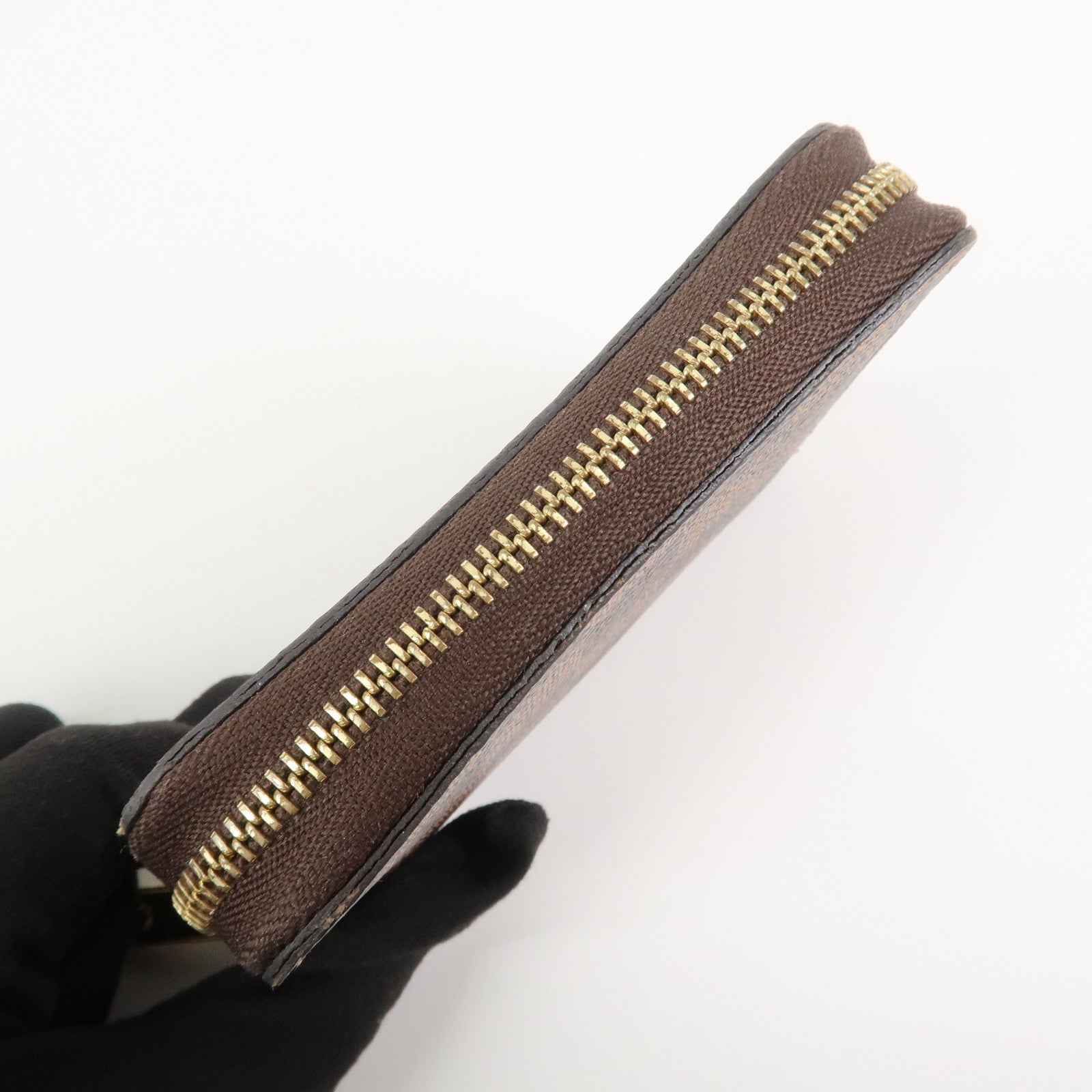 Louis Vuitton Damier Canvas Zippy Round Coin Case Coin Pourse Brown N60213