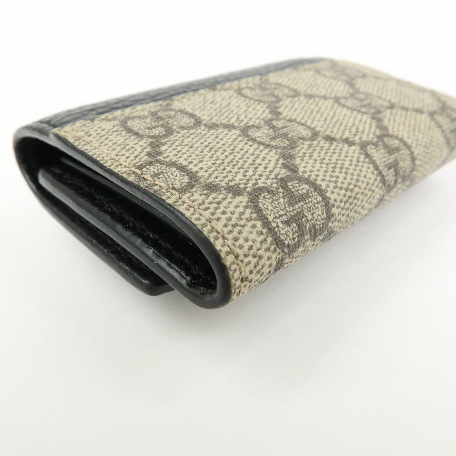 GUCCI GG Marmont GG Supreme Leather 6 Key Case Beige Black 456118
