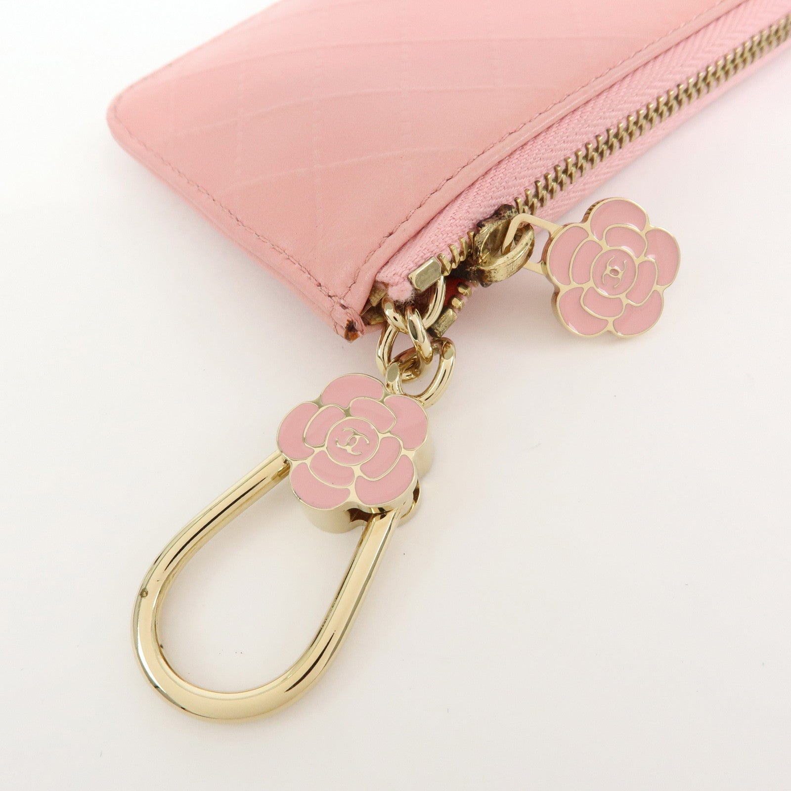 CHANEL Camellia Leather Key Case Coin Case Ginza Exclusive Pink