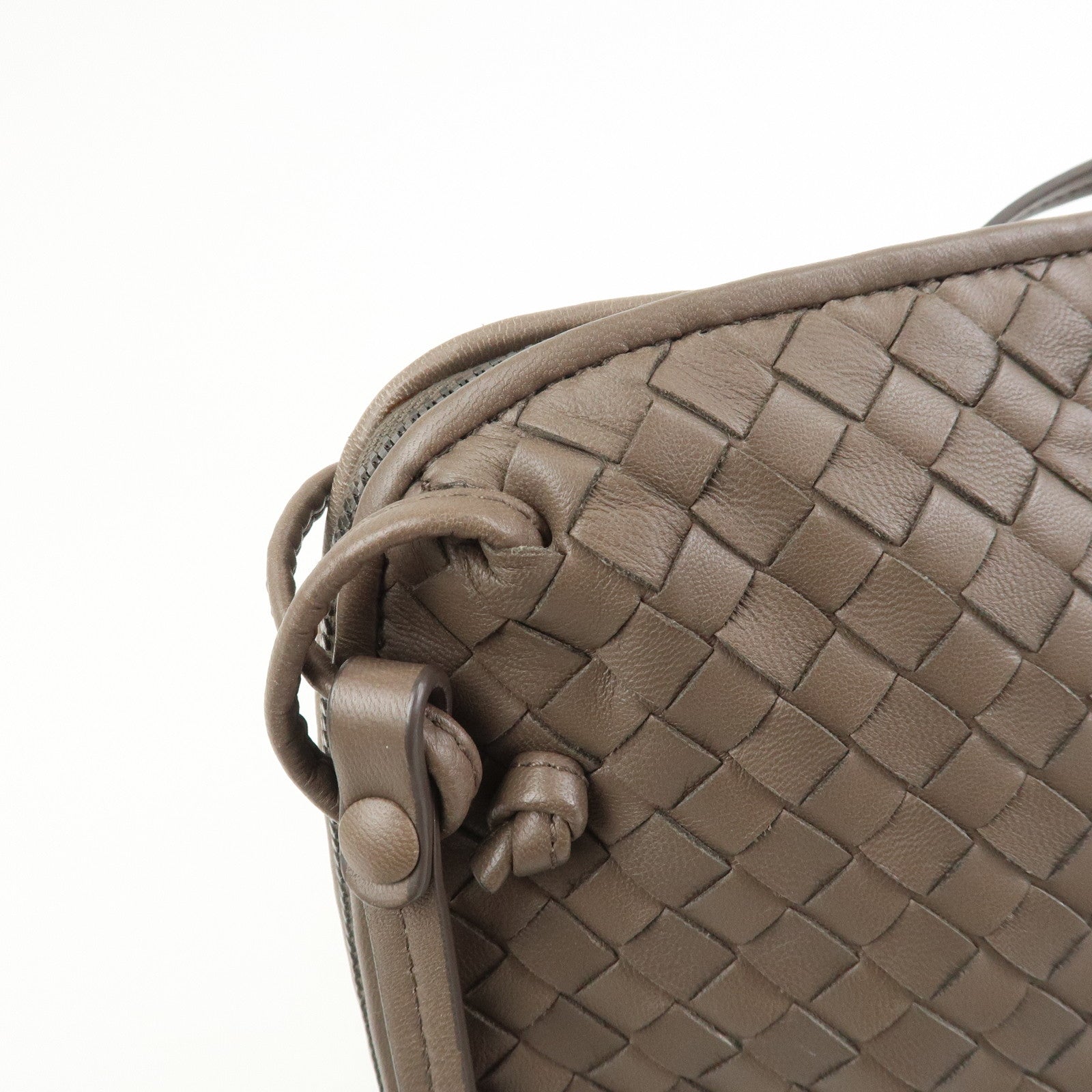 BOTTEGA VENETA Intrecciato Leather Shoulder Crossbody Bag Greige