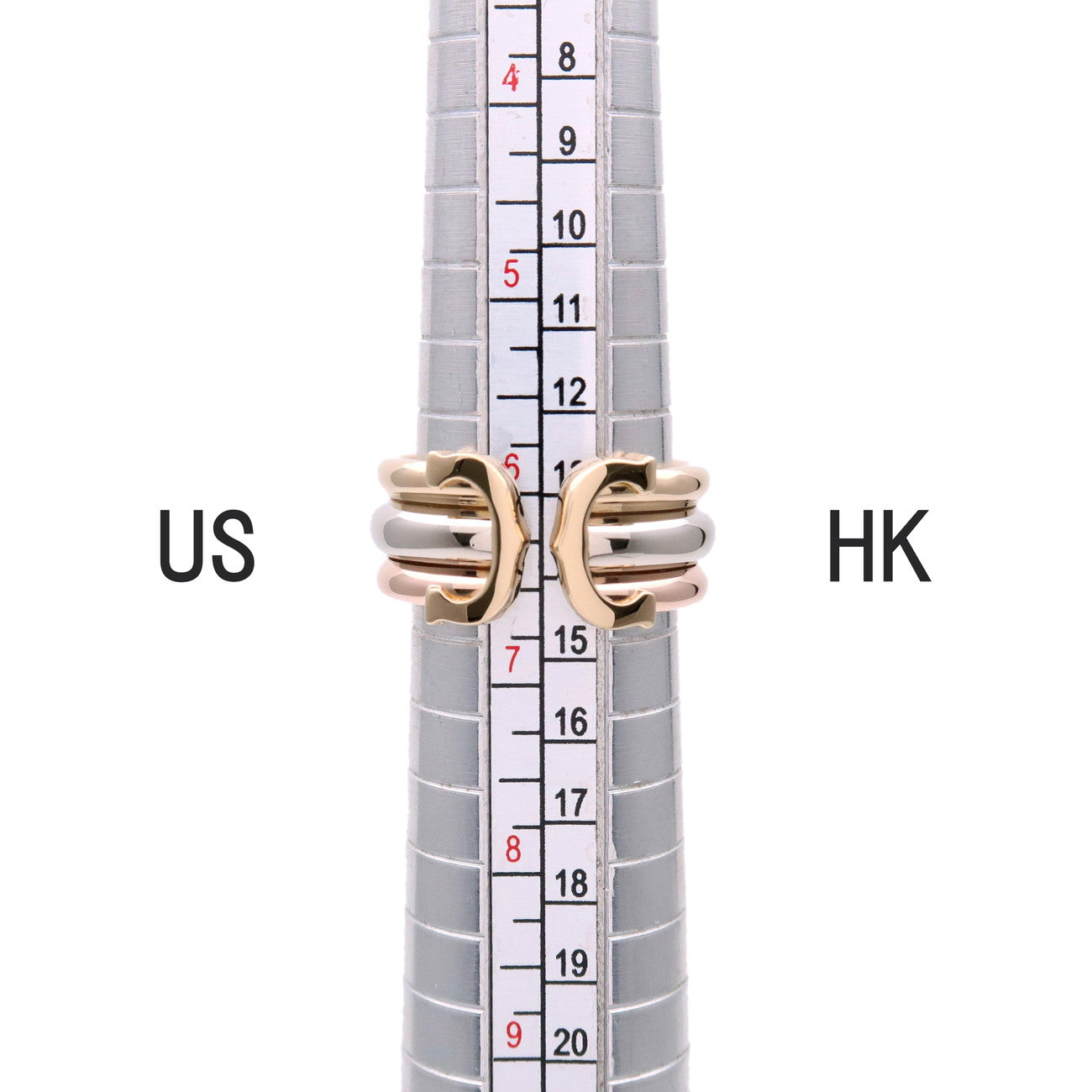 Cartier 2C Trinity Ring K18 750YG/WG/PG Gold #52 US6.5 EU52 HK14