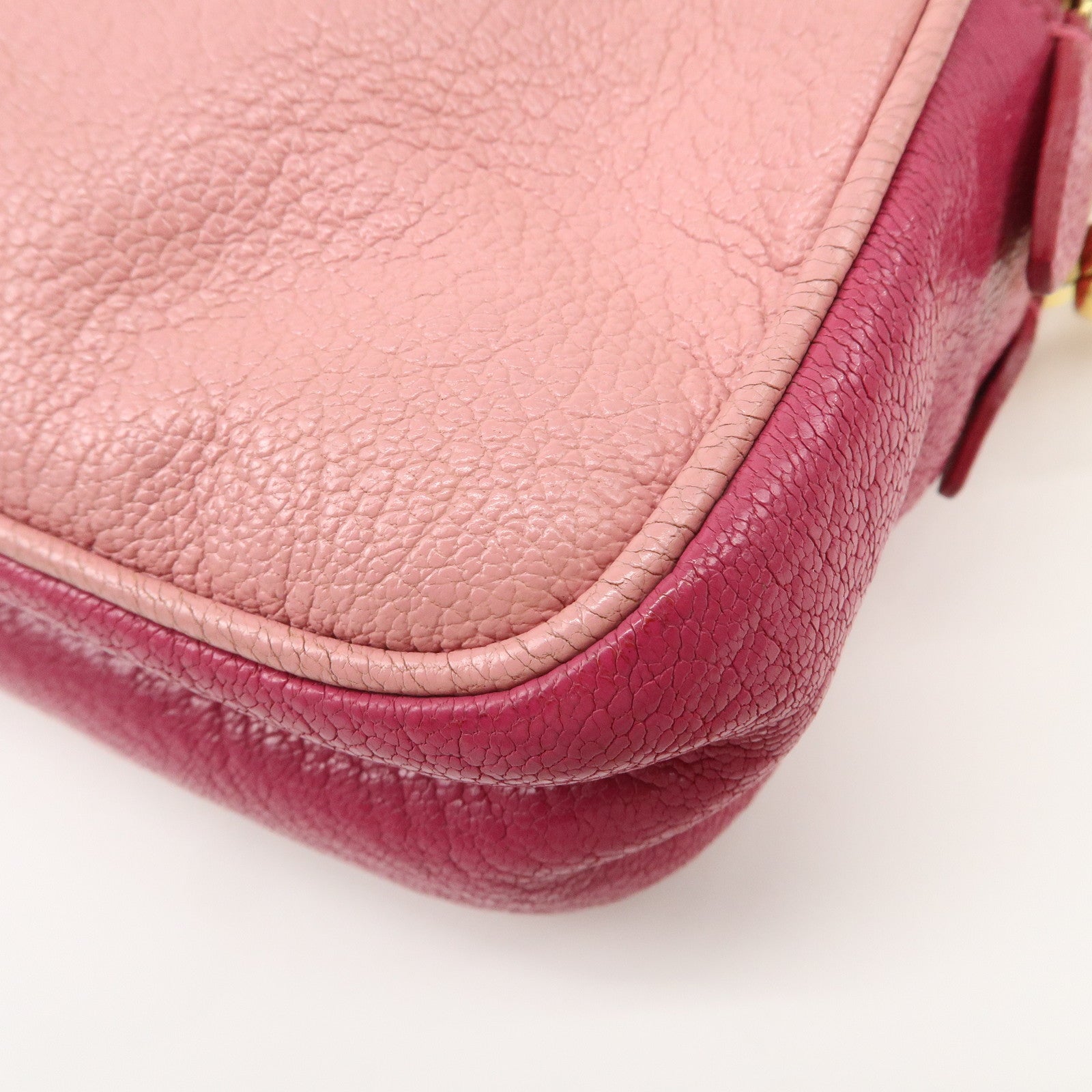 MIU MIU Leather Shoulder Bag Crossbody Bag Pink Used