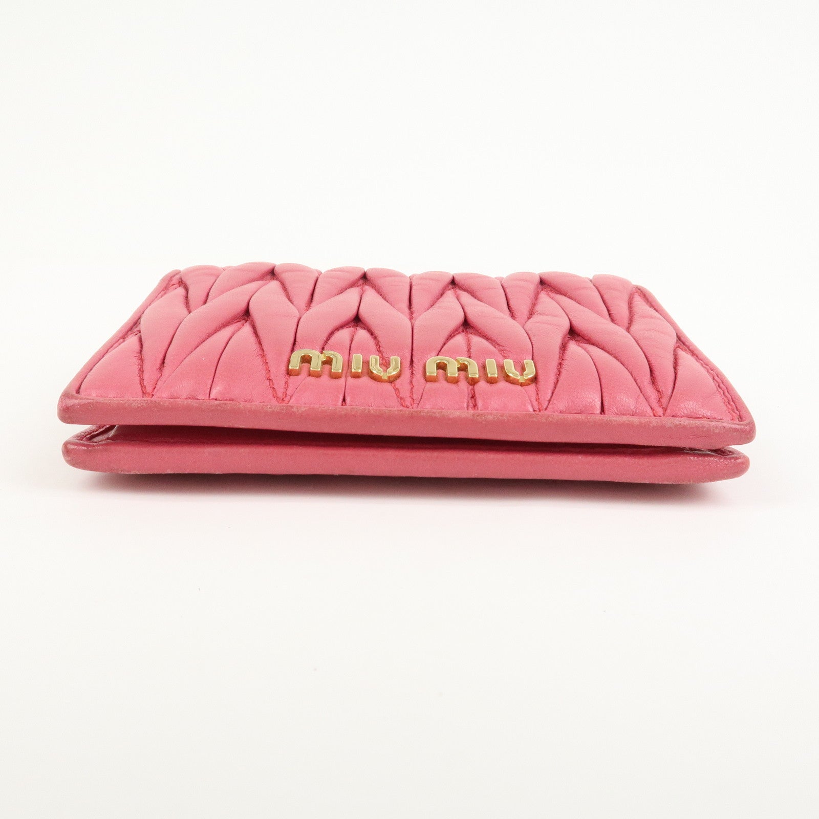 MIU MIU Matelasse Nappa Leather Compact Wallet Pink 5MV204