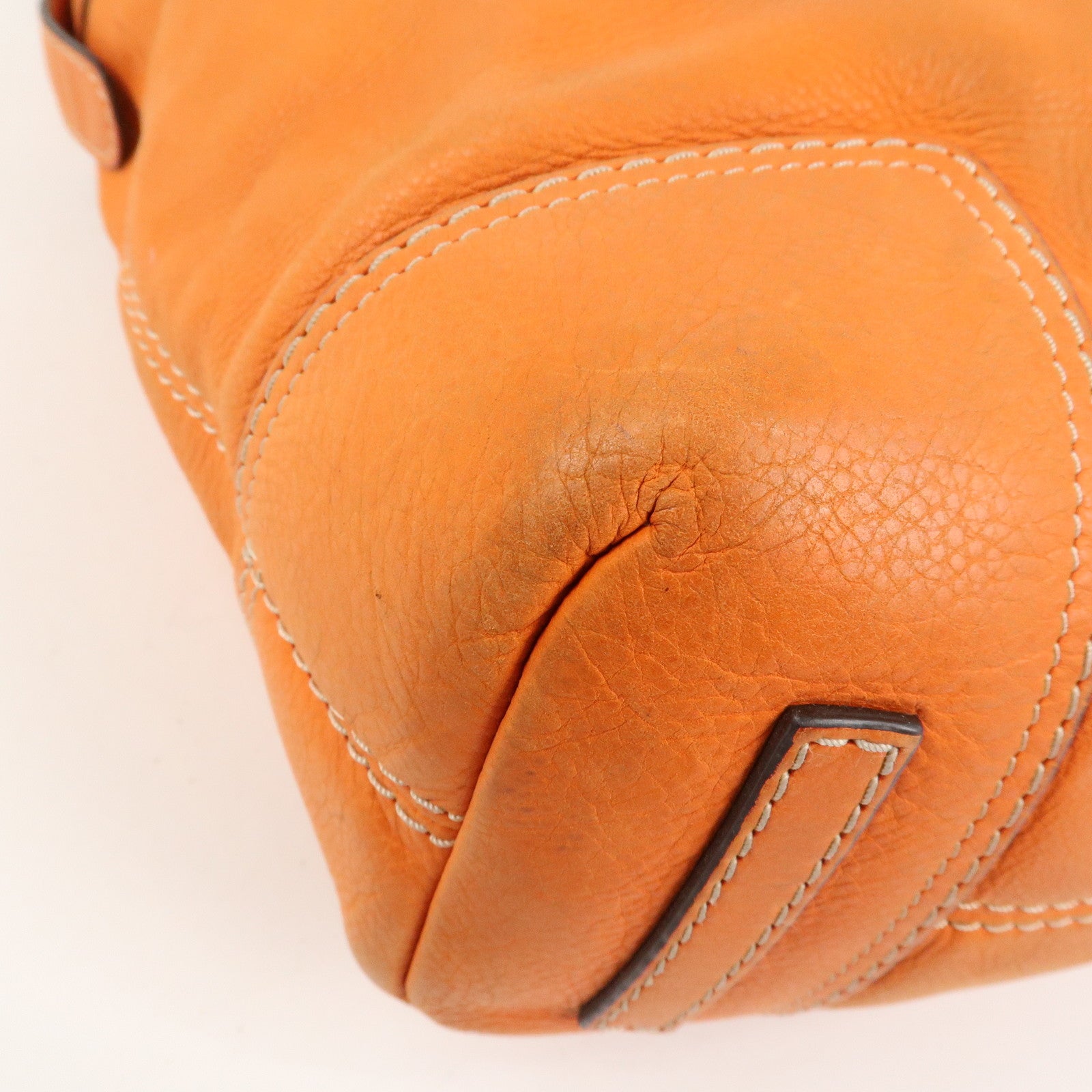 LOEWE Anagram Logo Leather Shoulder Bag Hand Bag Orange