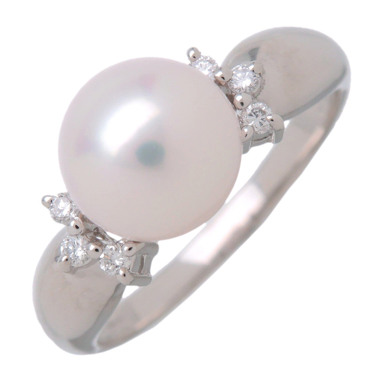 TASAKI Pearl 6P Diamond Platinum Ring PT900 0.06ct US6.5 EU52