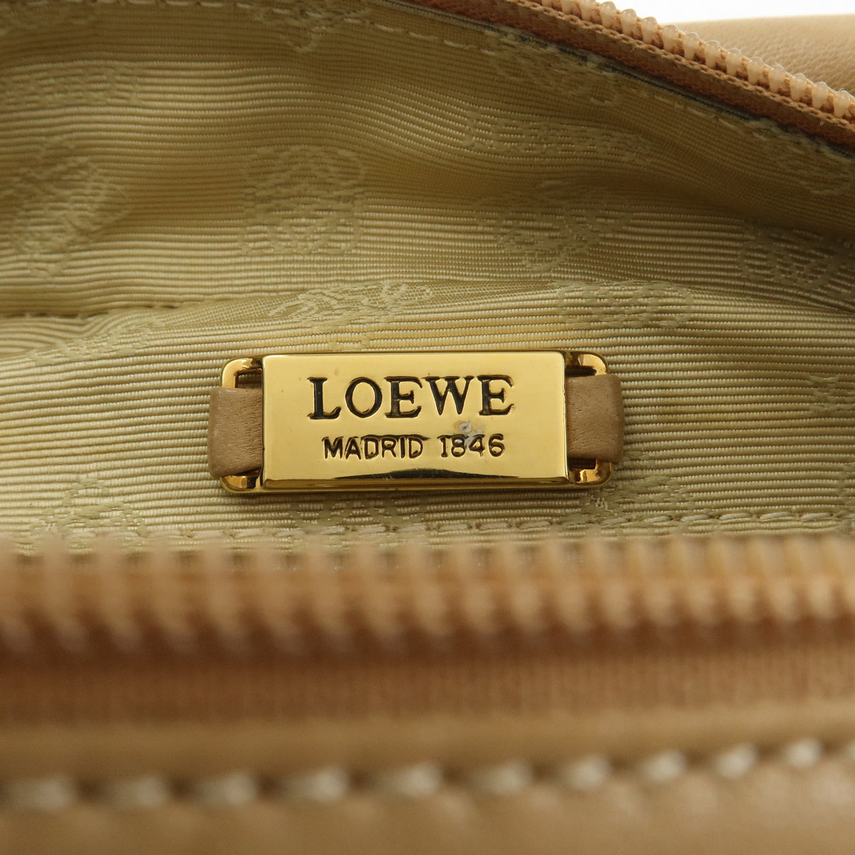 LOEWE Anagram Logo Nappa Leather Hand Bag Mini Boston Bag Beige