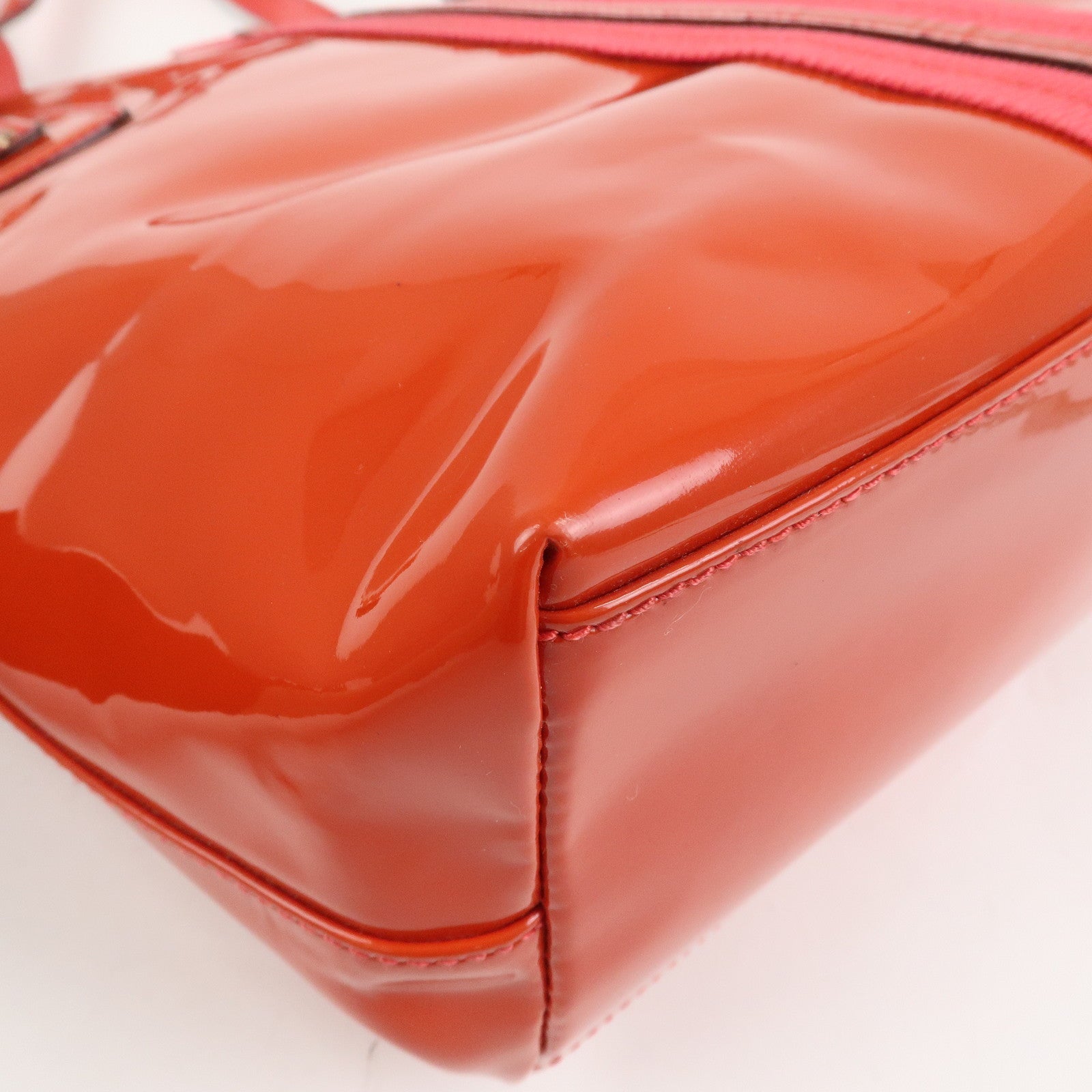 Ferragamo Vara Patent Leather Shoulder Bag Orange