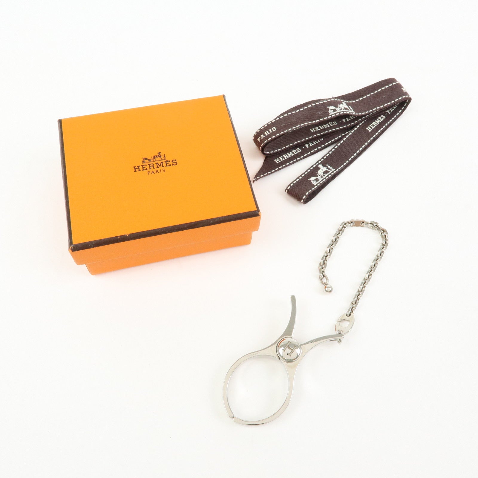 HERMES Filou Metal Glove Clip Glove Holder Silver