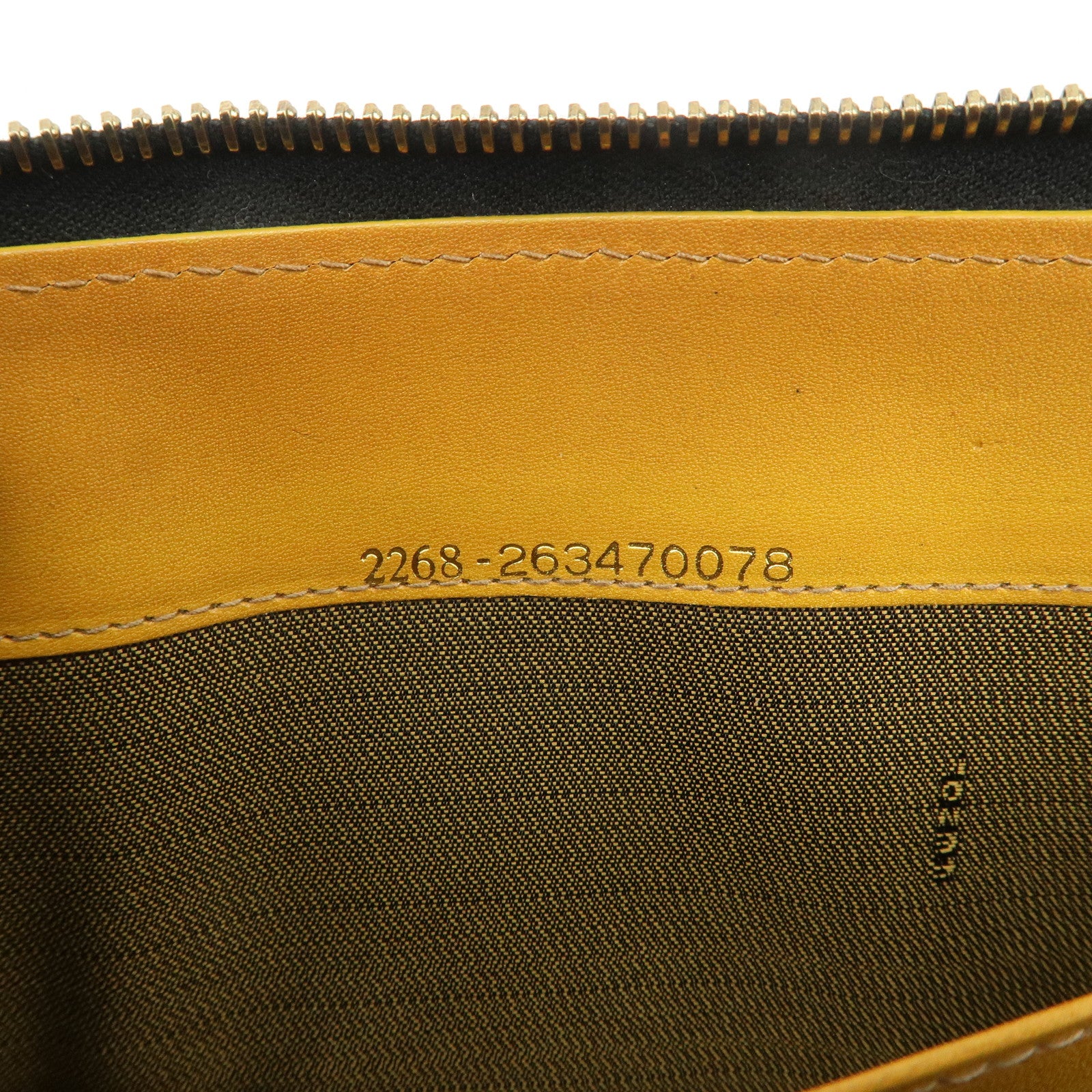 FENDI Logo Canvas Leather Hand Bag Animal Print Yellow Black 26347