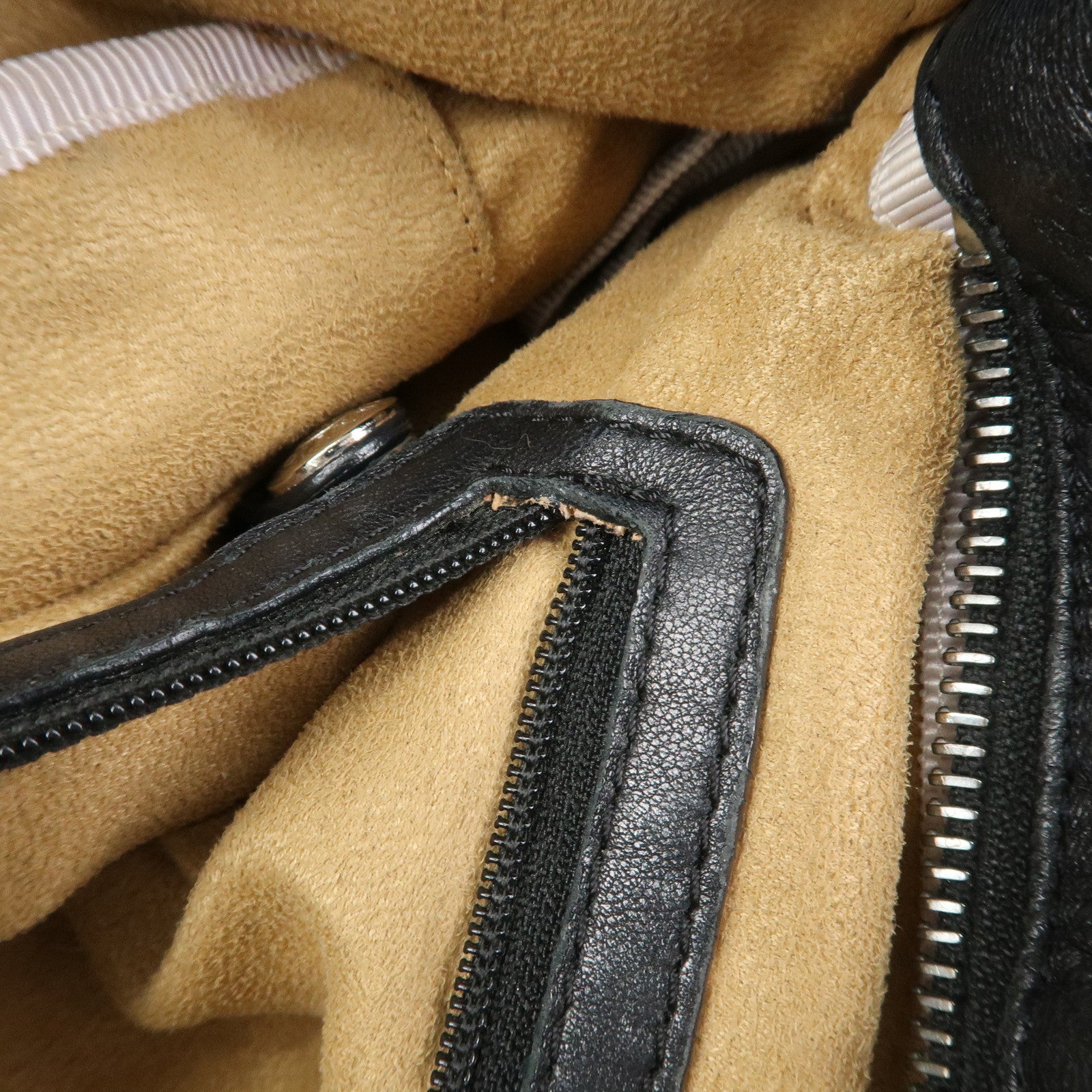 JIMMY CHOO Studs Leather Shoulder Bag Hand Bag Black