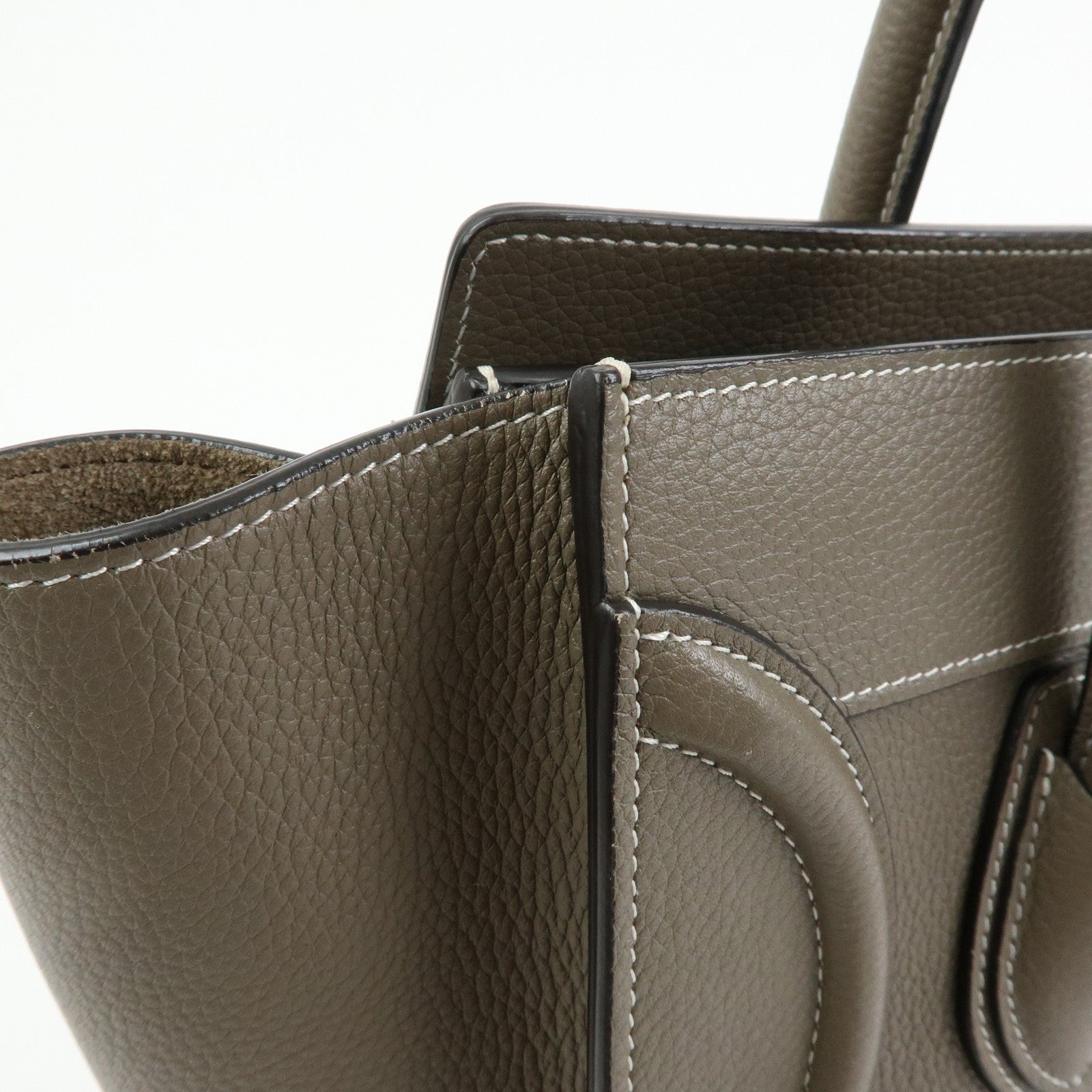 CELINE Luggage Micro Shopper Calf Leather Hand Bag Gray