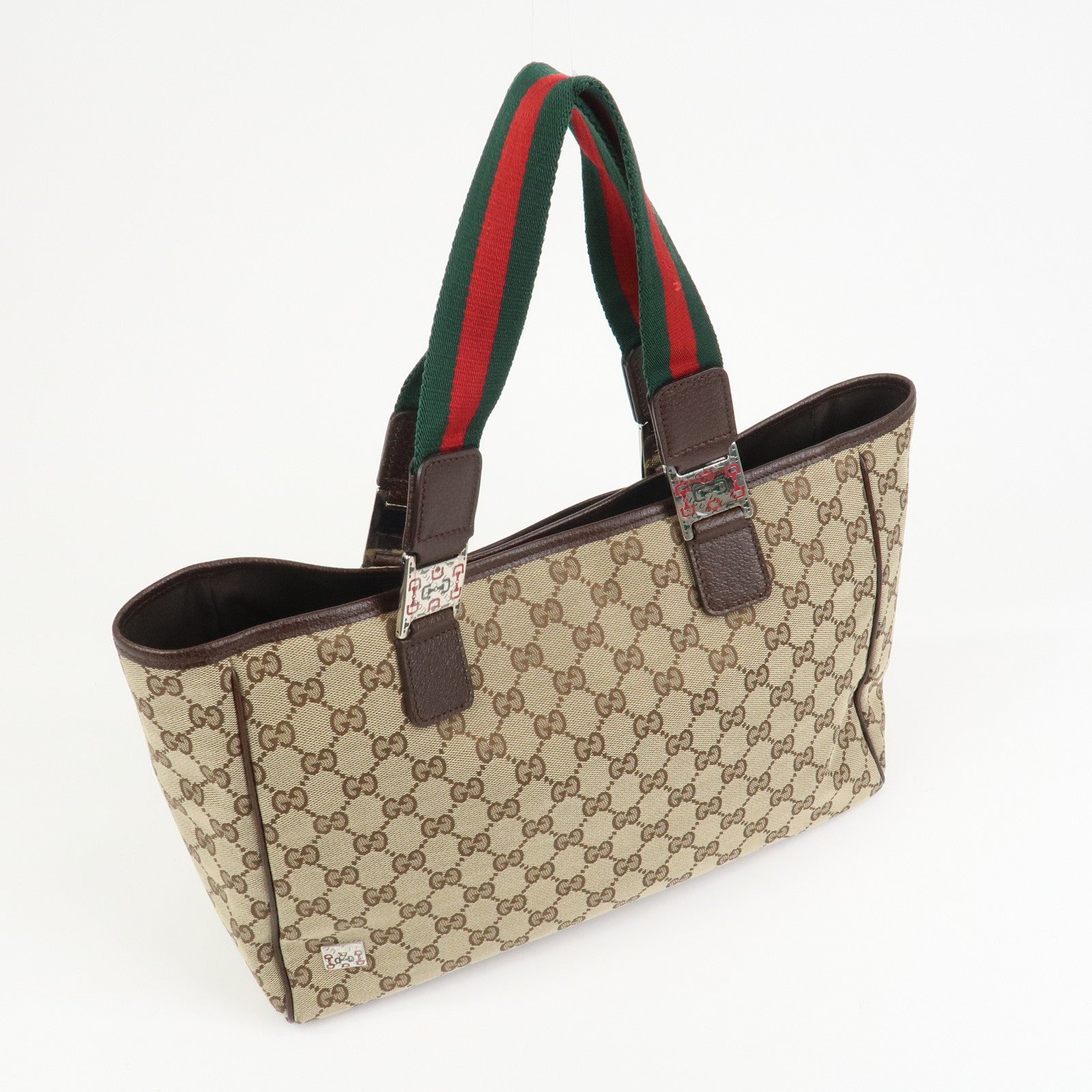 GUCCI Sherry GG Canvas Leather Tote Bag Shoulder Bag Brown 145758