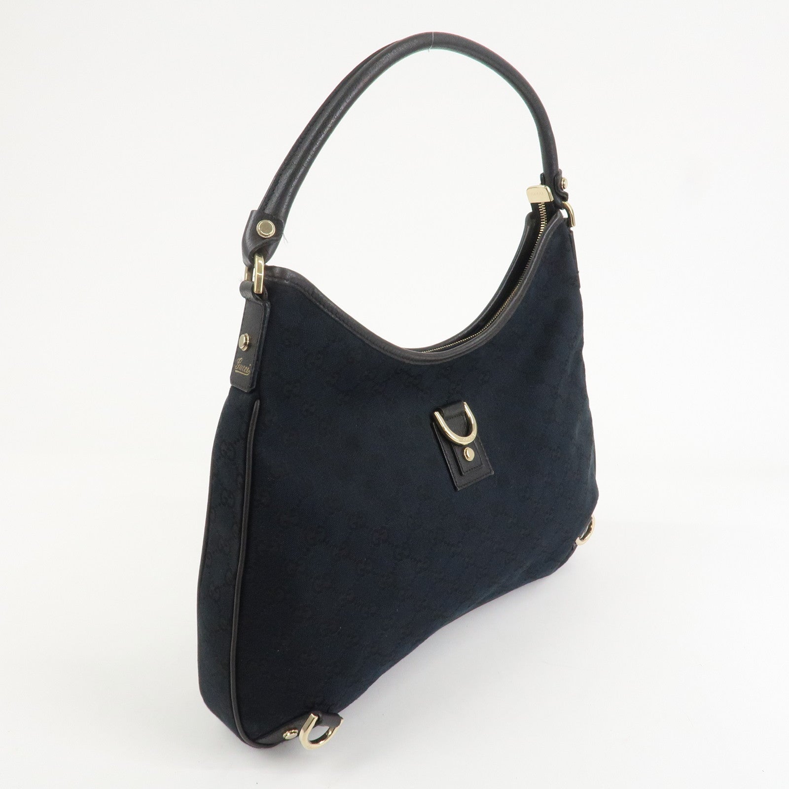 GUCCI Abbey GG Canvas Leather Shoulder Bag Hand Bag Black 130737