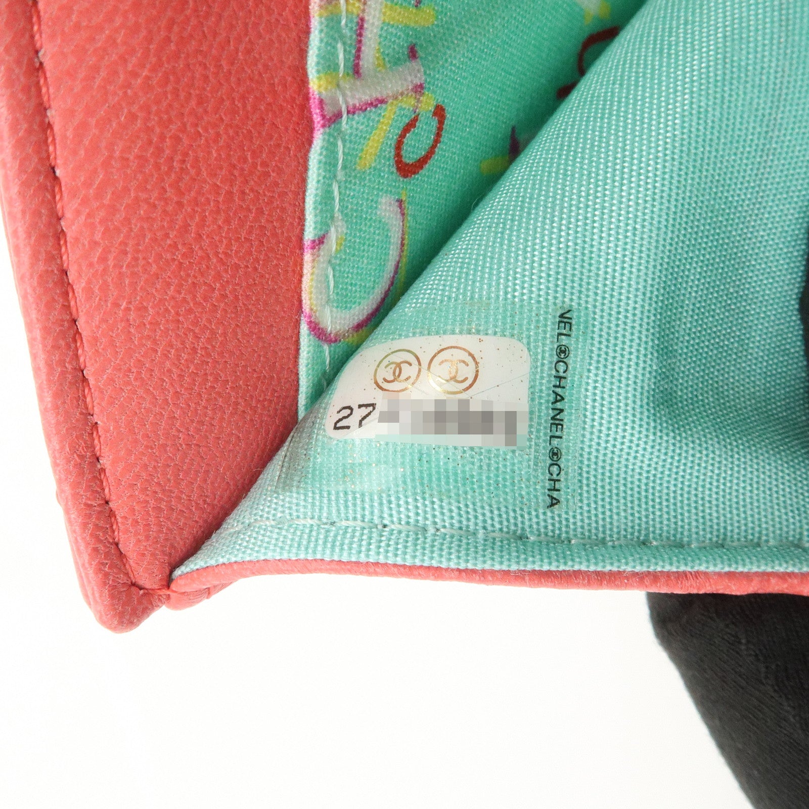 CHANEL Matelasse Lamb Skin Tri-fold Compact Wallet Coral AP0094