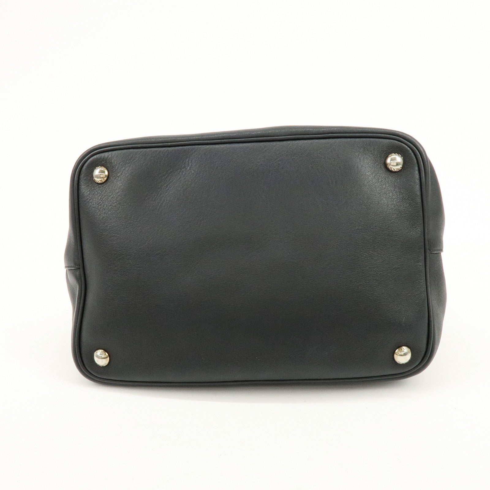 PRADA Triangle Logo City Calf Leather 2Way Bag Bucket Bag Black