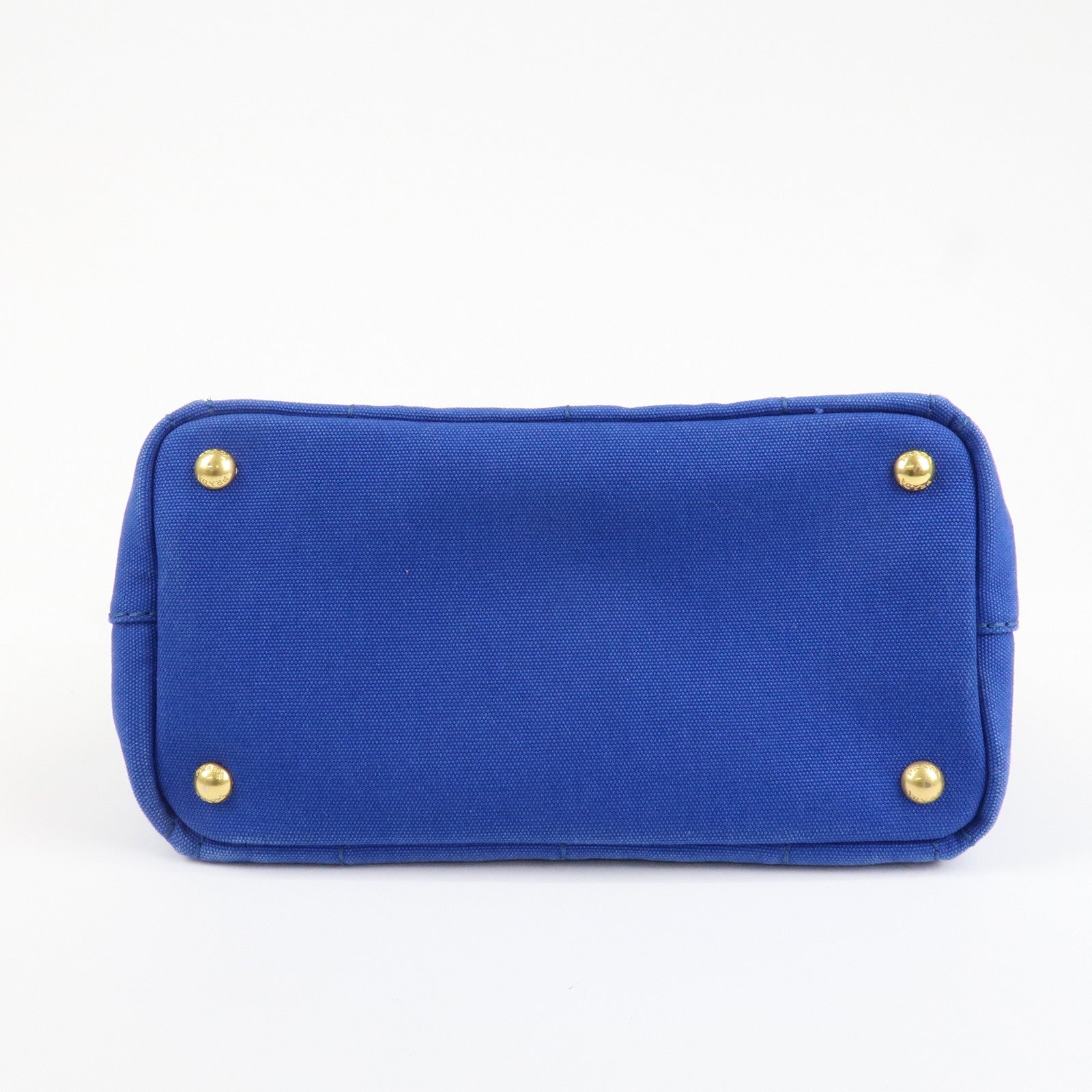 PRADA Logo Canapa Mini Canvas 2Way Tote Shoulder Bag Blue BN2439 Used